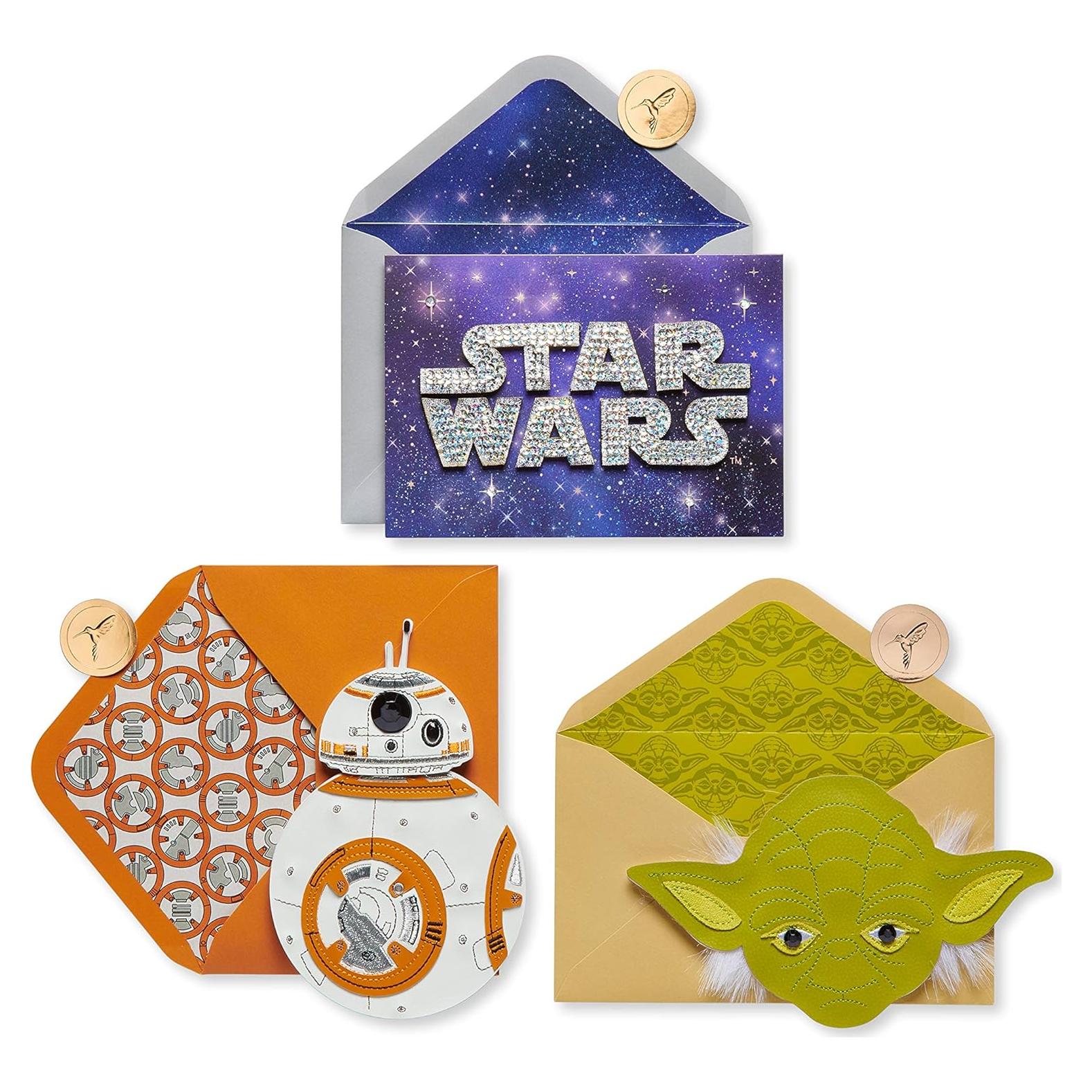 Tarjetas de Cumpleaños Papyrus Star Wars BB-8 Yoda - Paquete 3