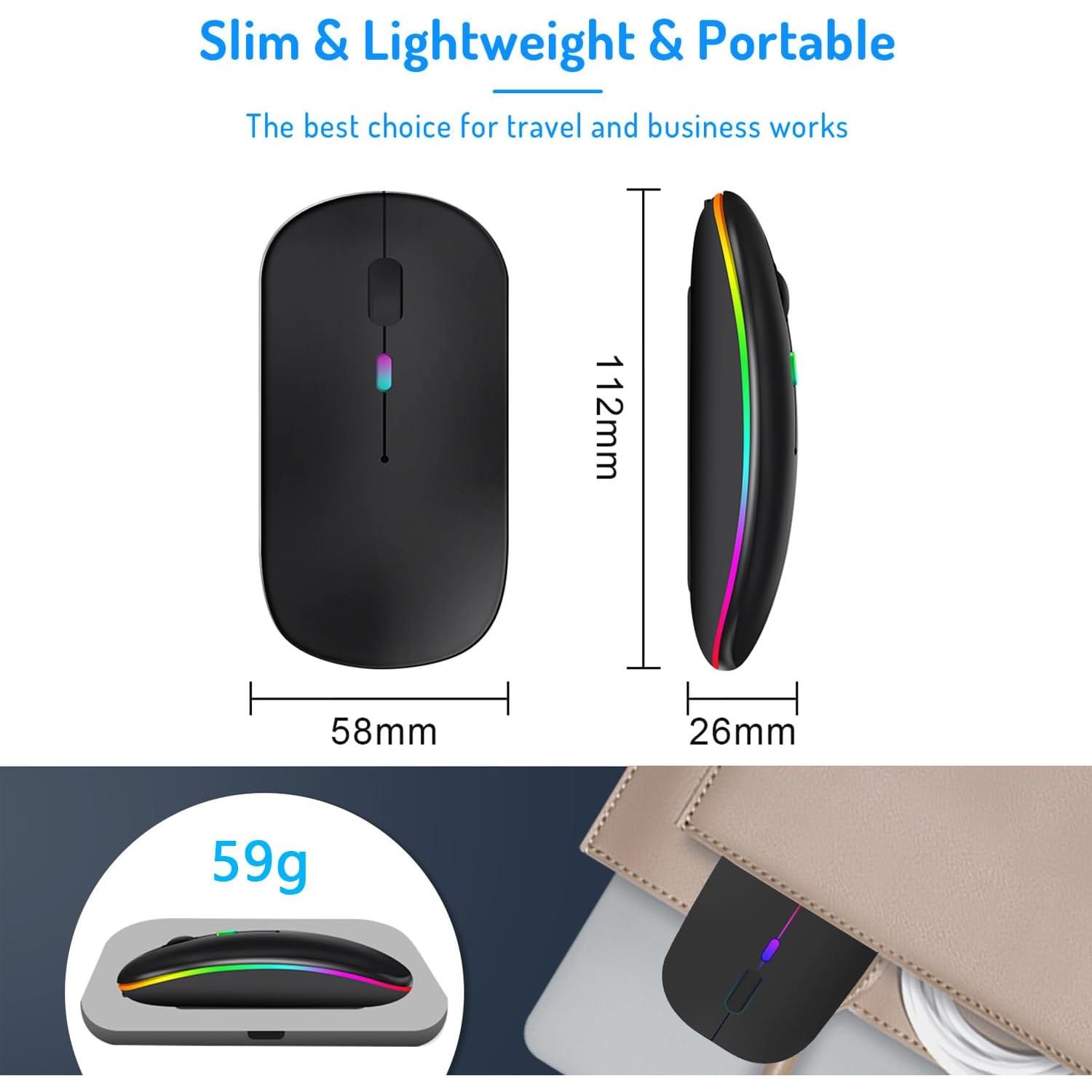 Ratón Inalámbrico Bluetooth LWGDP con LED 7 Colores