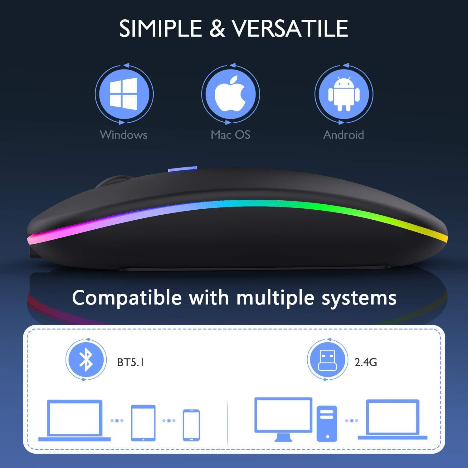 Ratón Inalámbrico Bluetooth LWGDP con LED 7 Colores