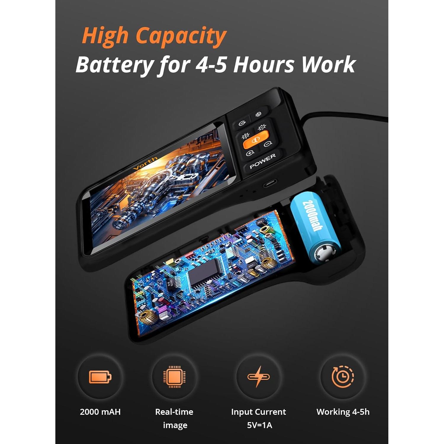 Cámara Endoscópica Vorth C33 Doble Lente 5m IP67 1080P