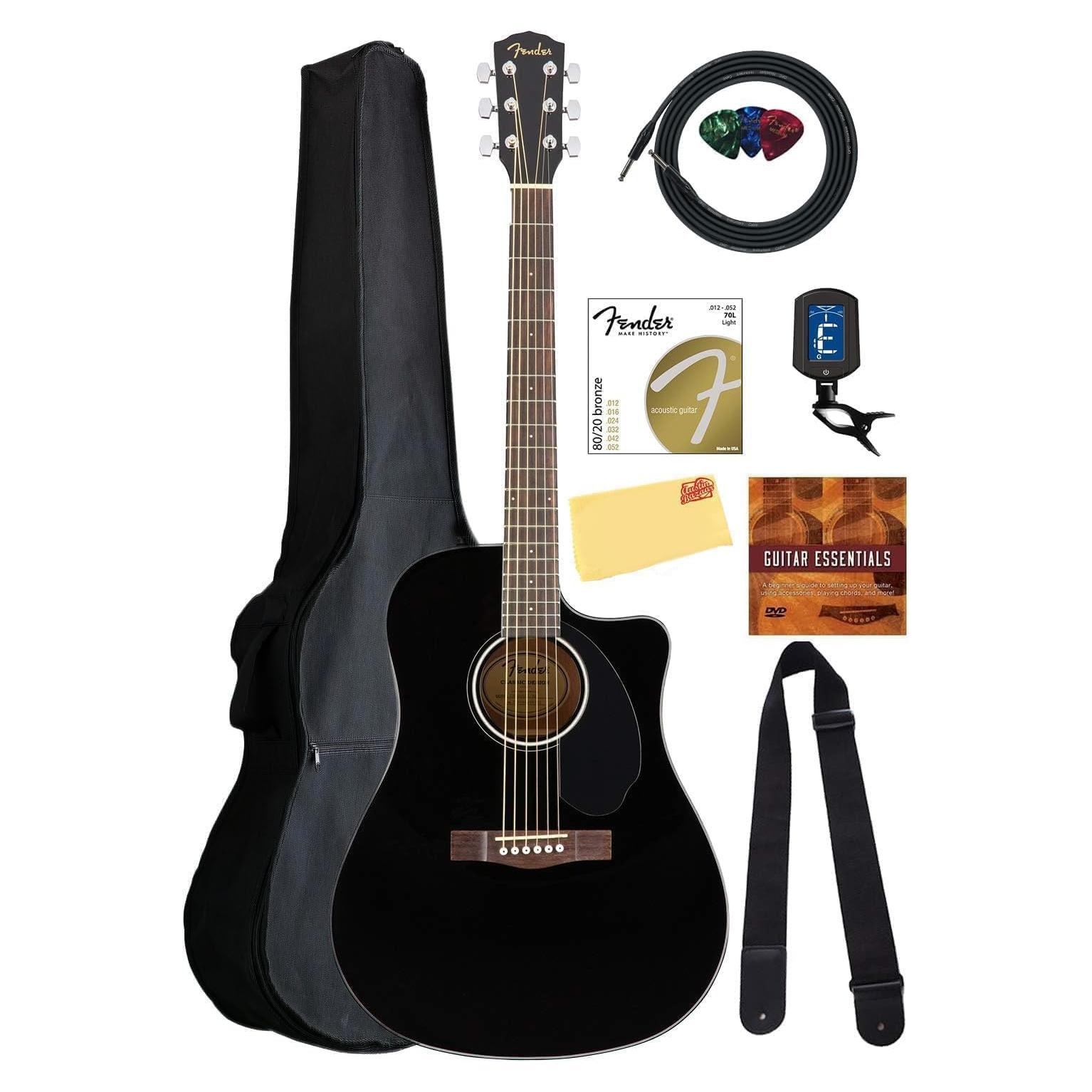 Guitarra Acústica-Eléctrica Fender CD-60SCE Negra con Accesorios