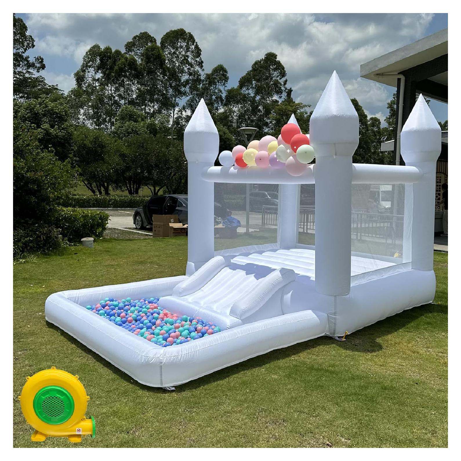 Casa Inflable Portátil Pettool con Tobogán y Piscina de Pelotas 3.96m