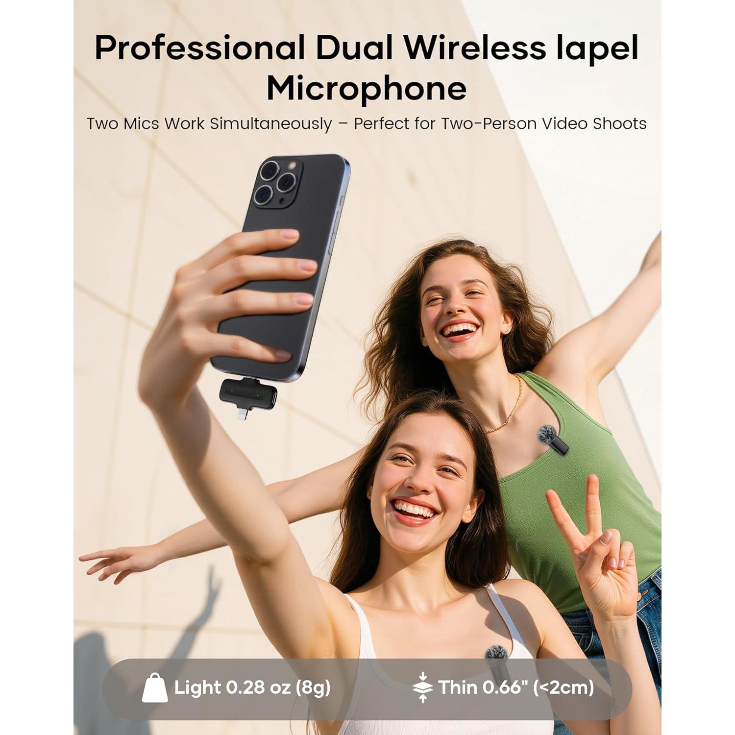 Micrófono Lavalier Inalámbrico CZOCPOS con Estuche, 36H Batería