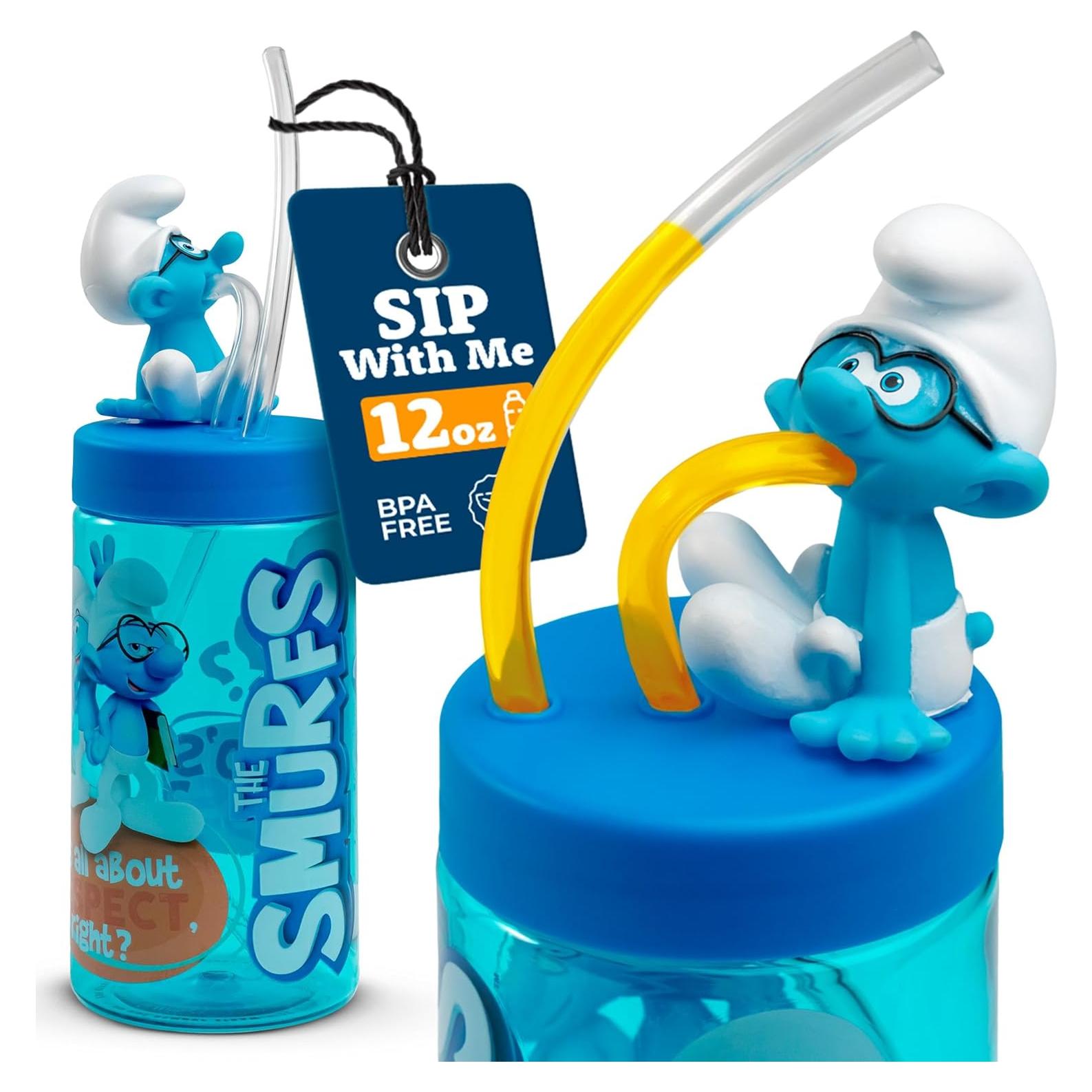 Taza de Viaje Pitufo Cerebrito 12 oz con Tapa y Pajilla