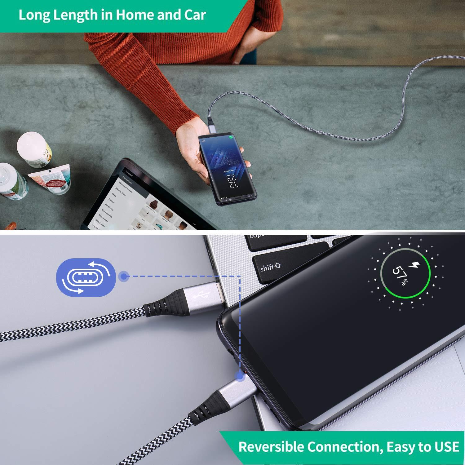 Paquete de 4 Cables USB Tipo C 3.05m Besgoods Carga Rápida