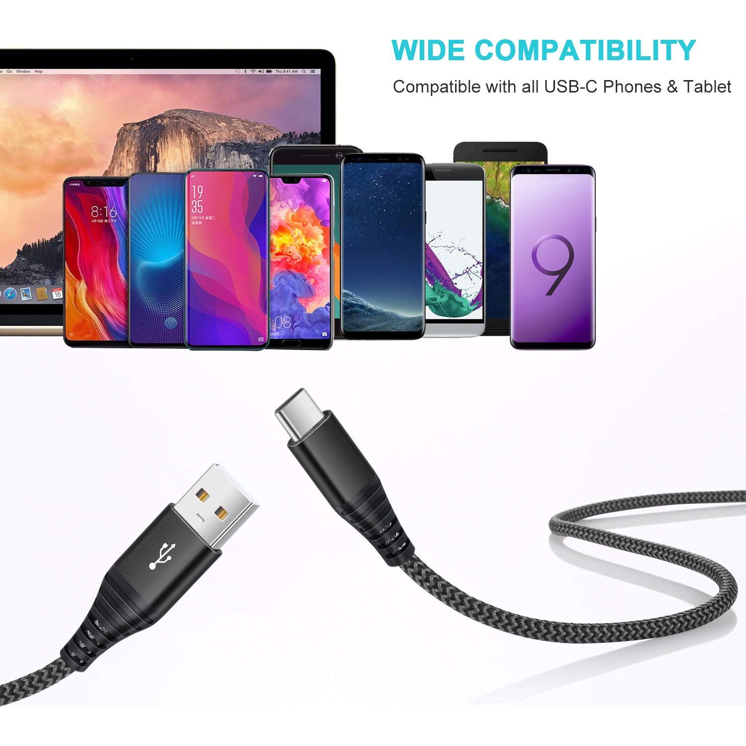 Paquete de 4 Cables USB Tipo C 3.05m Besgoods Carga Rápida