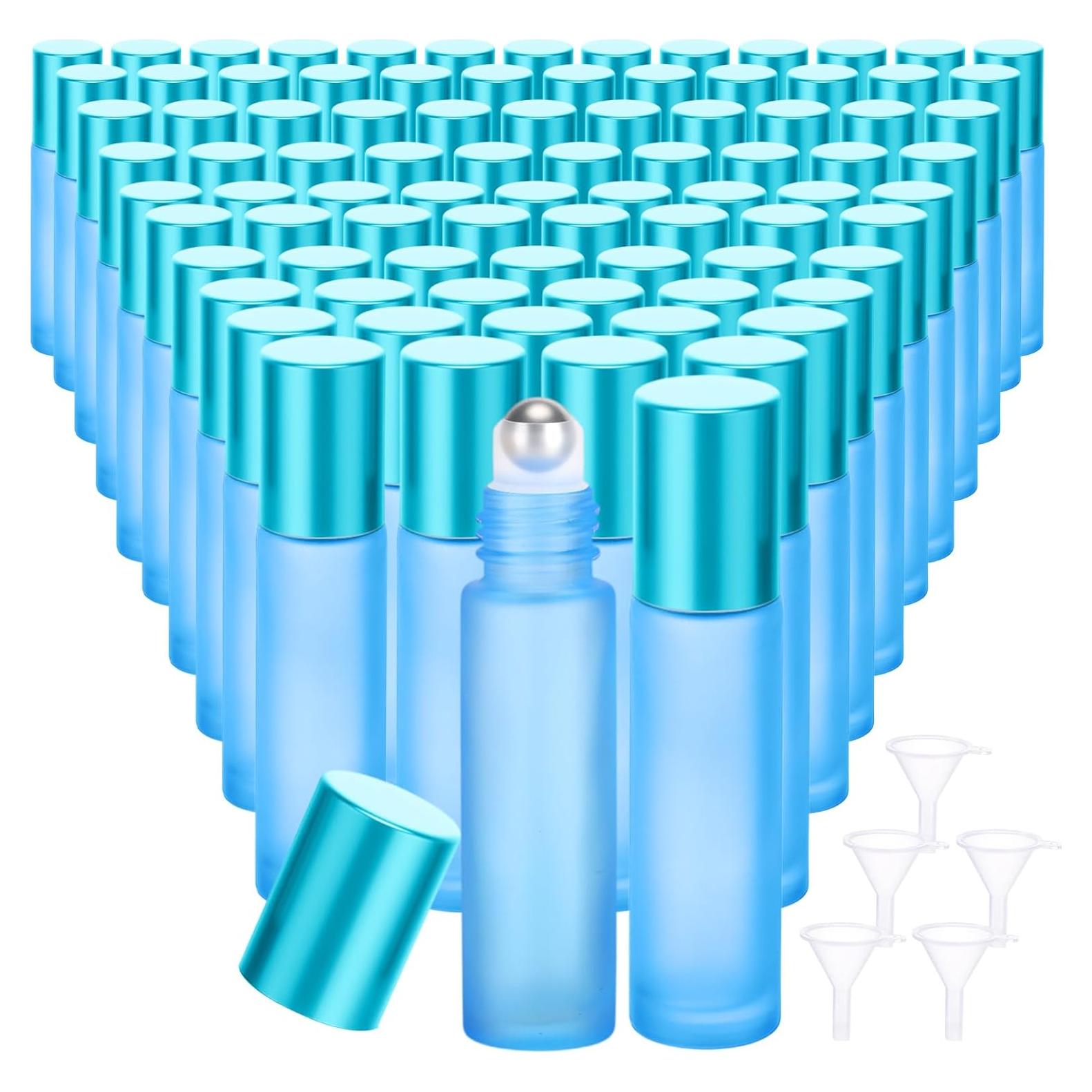 Sumind 150 Botellas de Rodillo de Vidrio 10 ml Azul Esmerilado