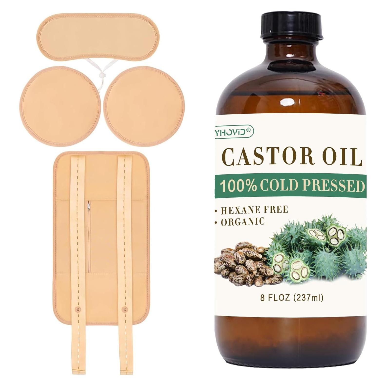 Paquete de 5 Aceites de Ricino Orgánico YHOVID 237ml y Envolturas