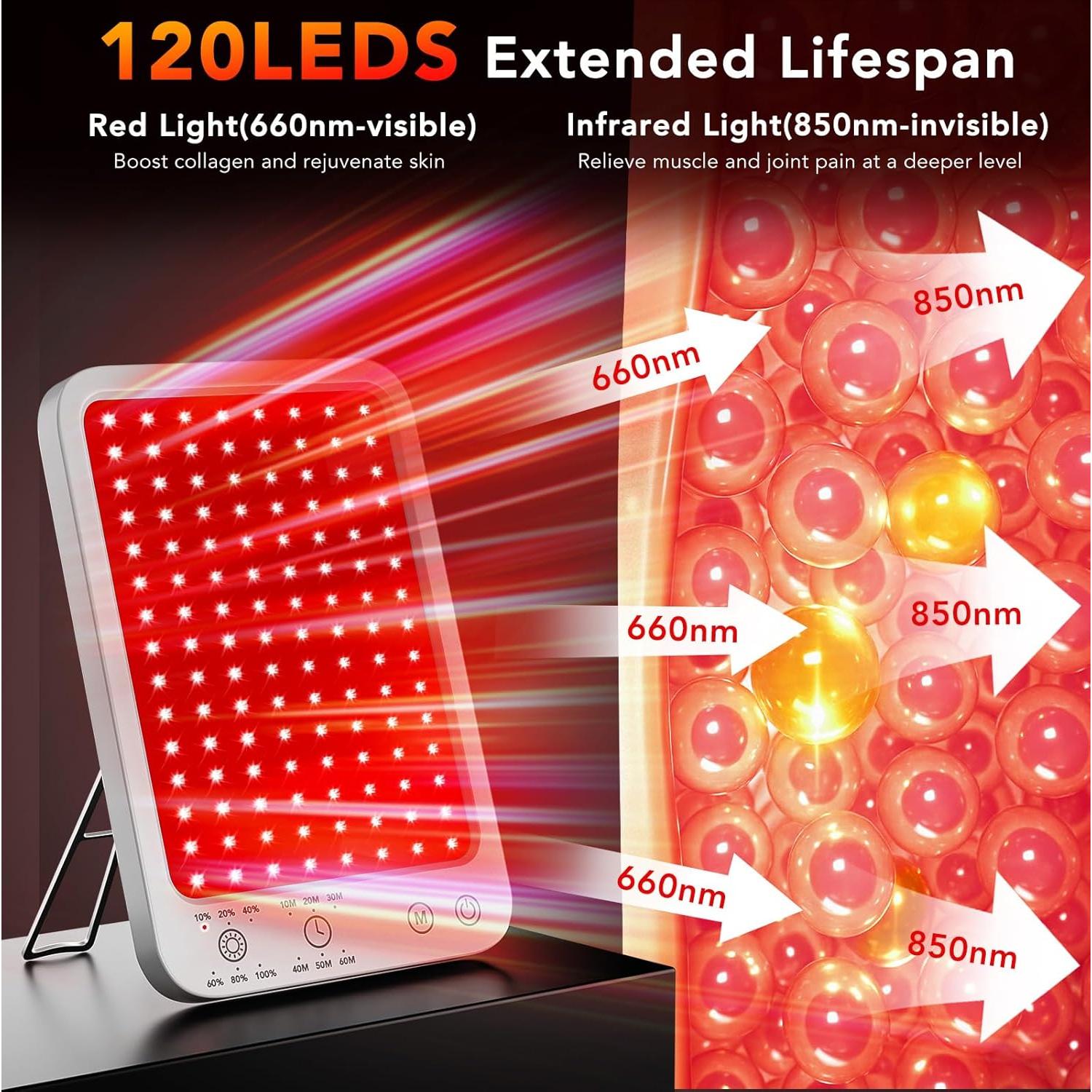 Lámpara de Terapia de Luz Roja ZonGym 660nm 850nm 6 Niveles