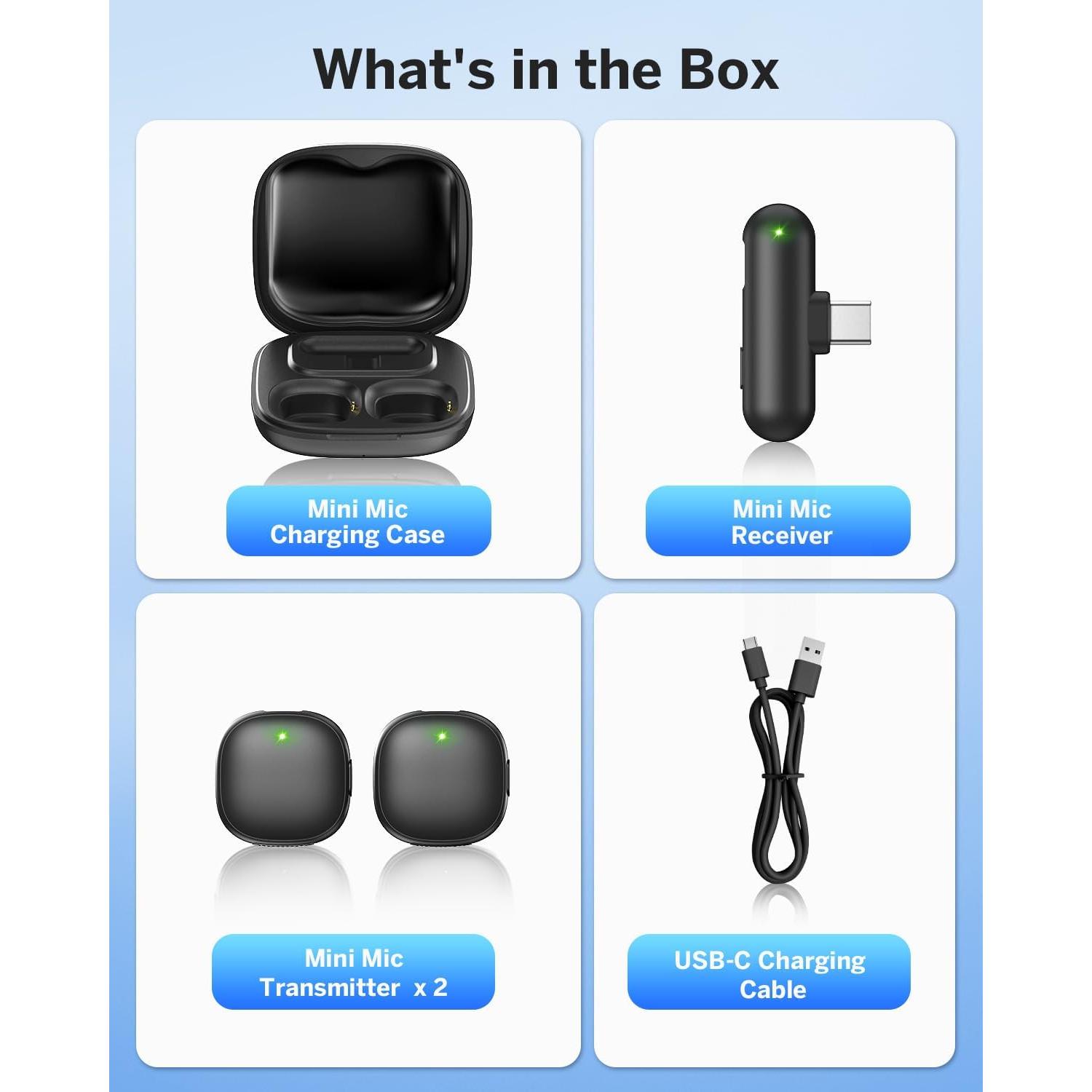 Micrófono Lavalier Inalámbrico WEWAHIVER V36 USB-C 40H Batería