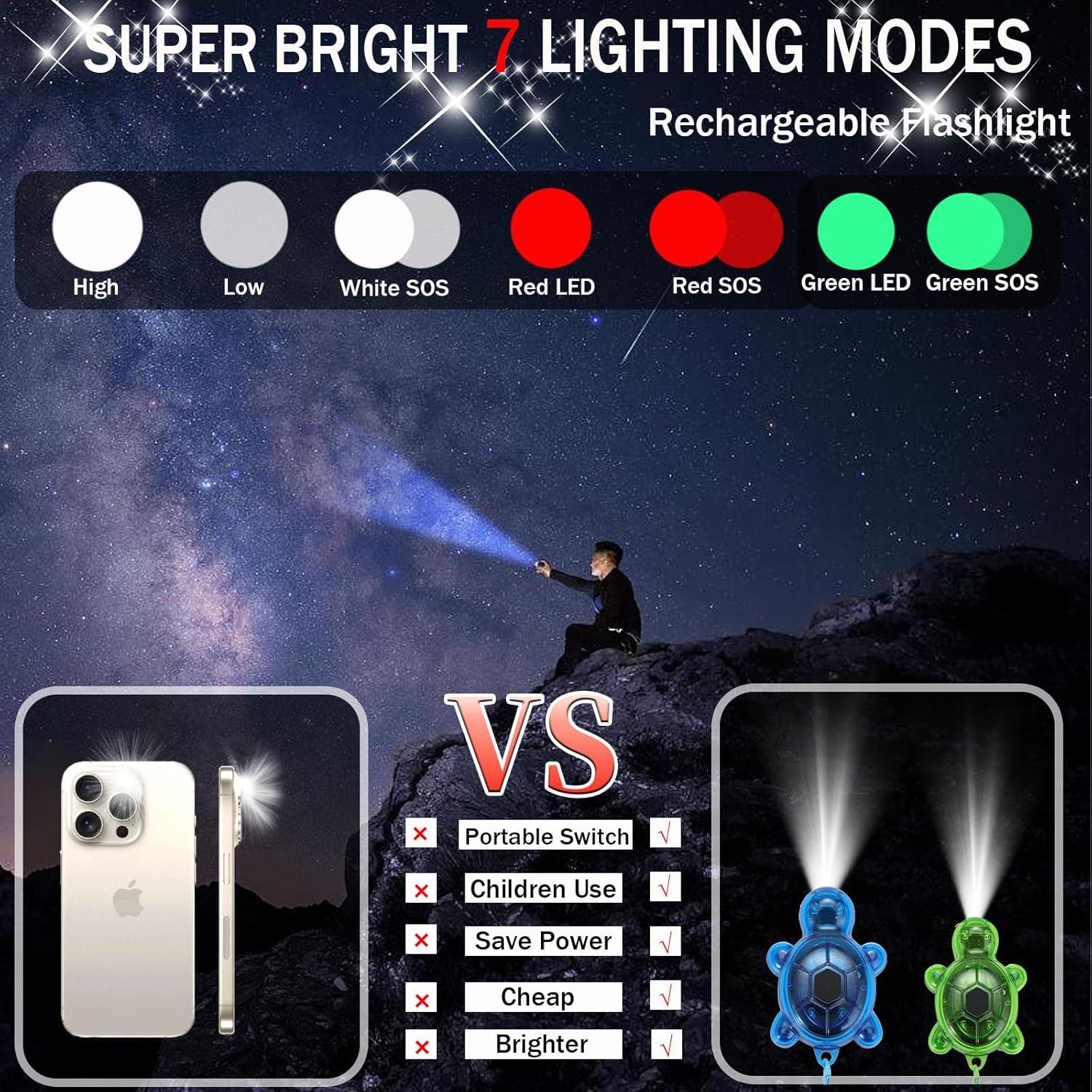 Juego de 3 llaveros de tortuga LED Rumenglai - Mini linternas