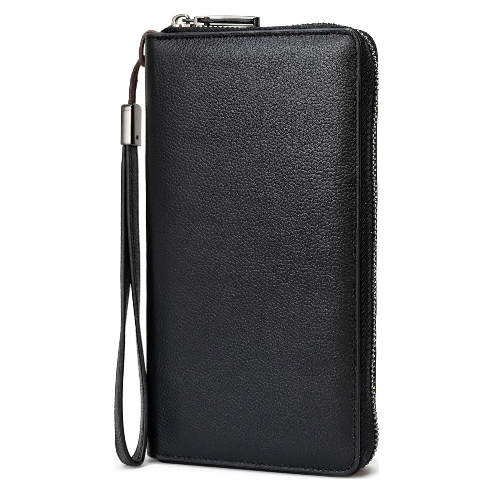 Cartera Bveyzi para Mujeres con Bloqueo RFID de Cuero Negro