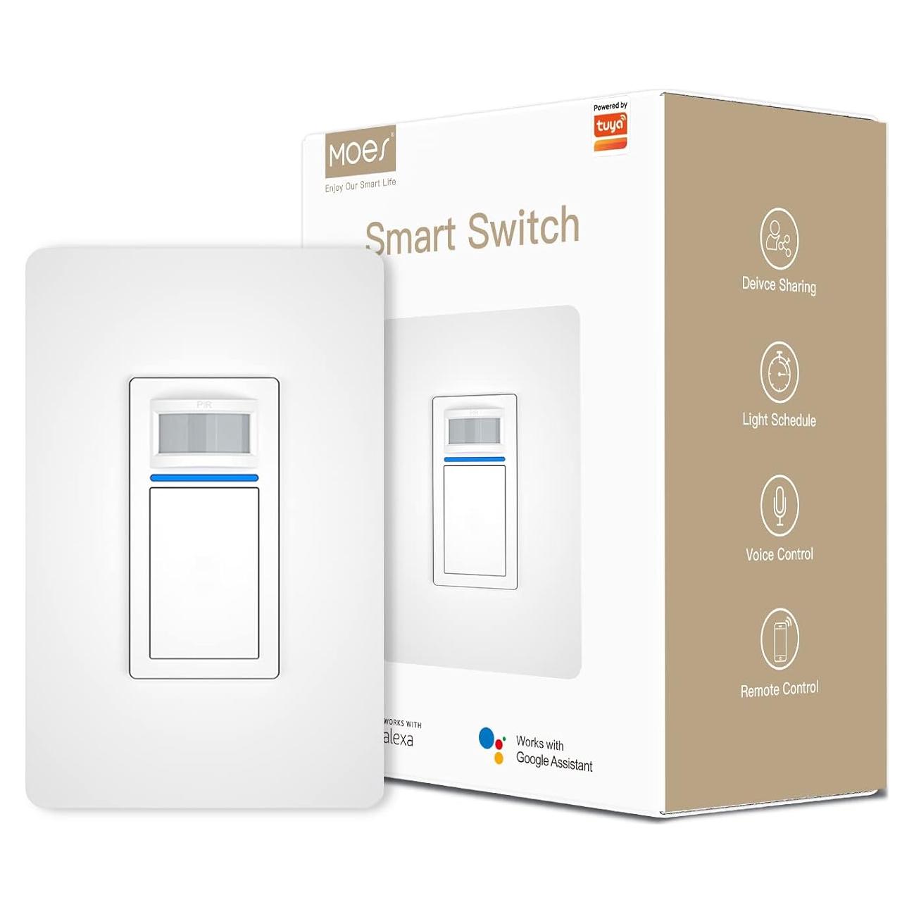 Interruptor de Movimiento PIR Wi-Fi MOES 1 Gang con APP