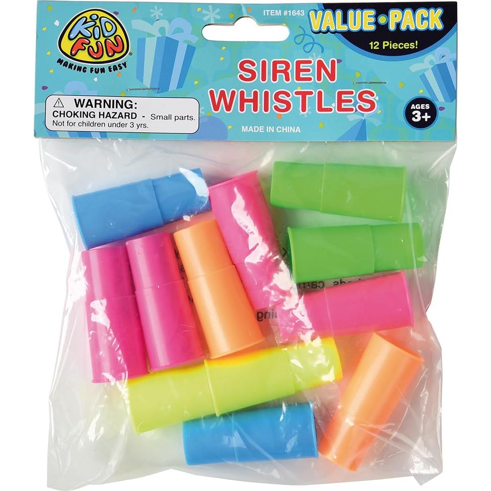 Silbatos de Sirena Neón U.S. Toy - 12 Piezas