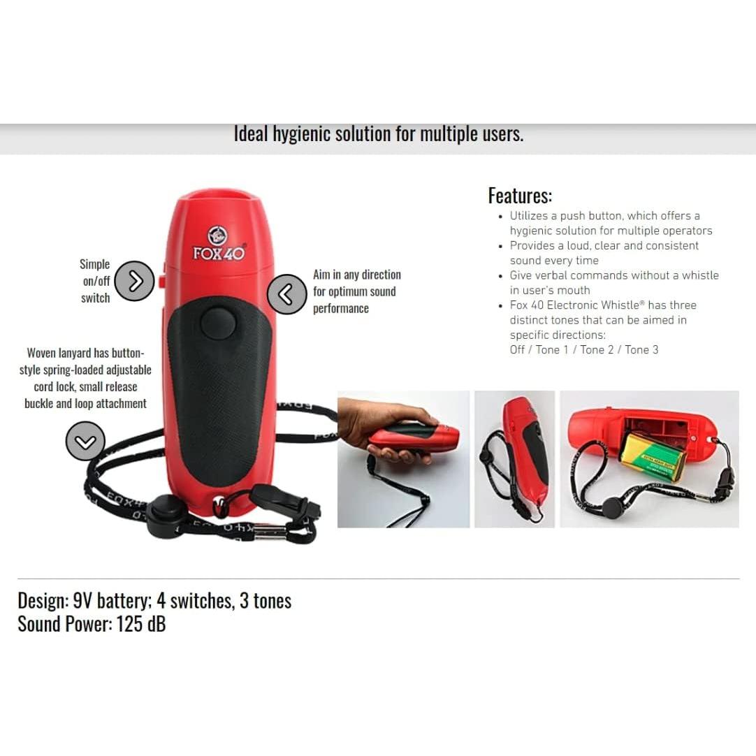 Silbato Electrónico Fox 40 - 3 Tonos, Rojo, Higiénico