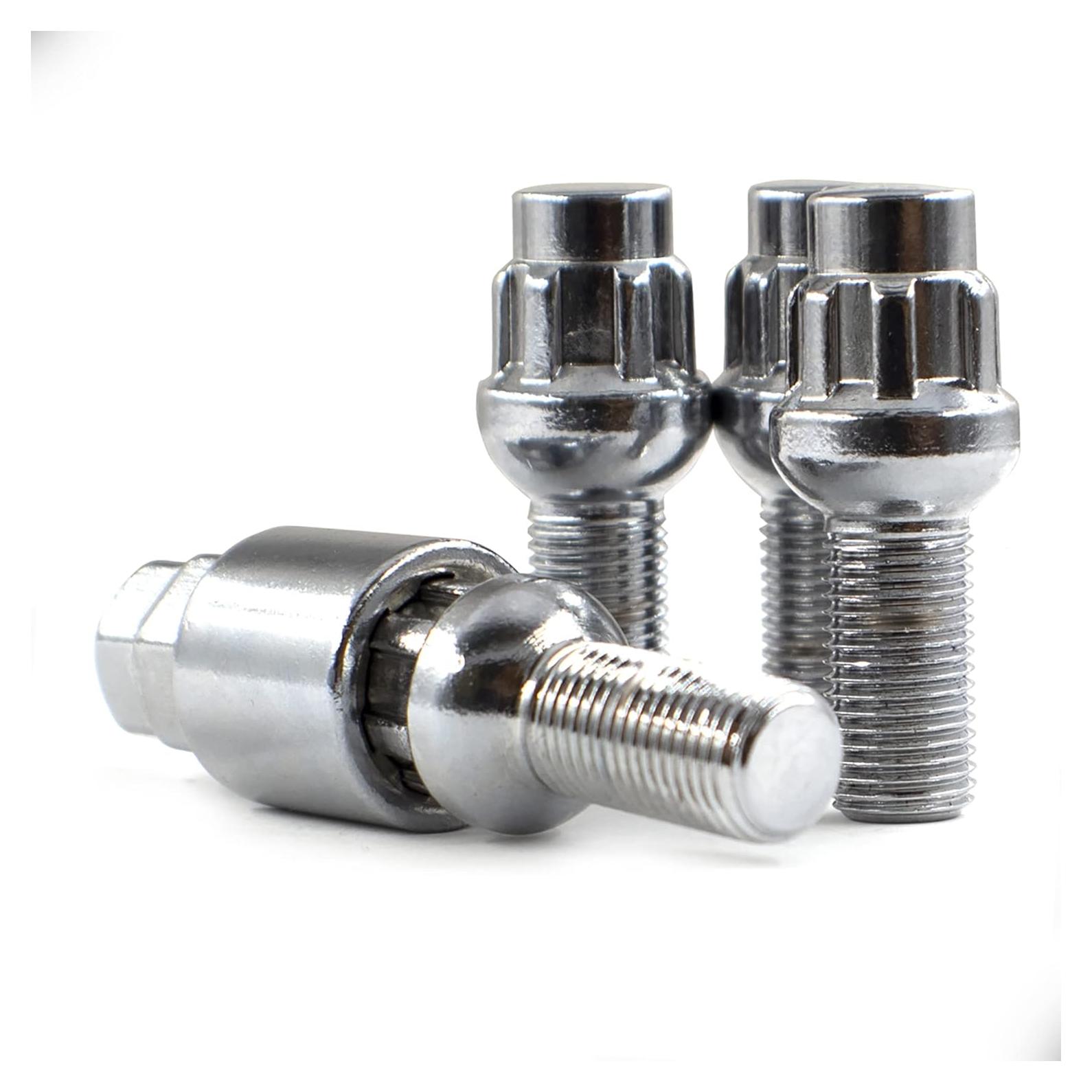 Juego de 4 Tuercas de Rueda de Bloqueo Cromadas M14x1.5