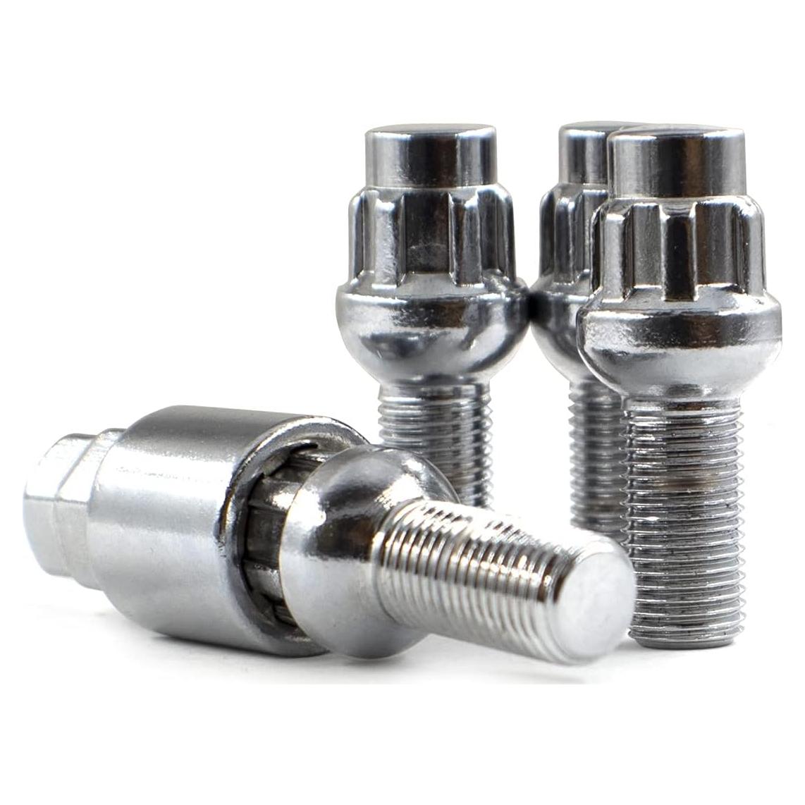 Juego de 4 Tuercas de Rueda de Bloqueo Cromo M14x1.5 R12