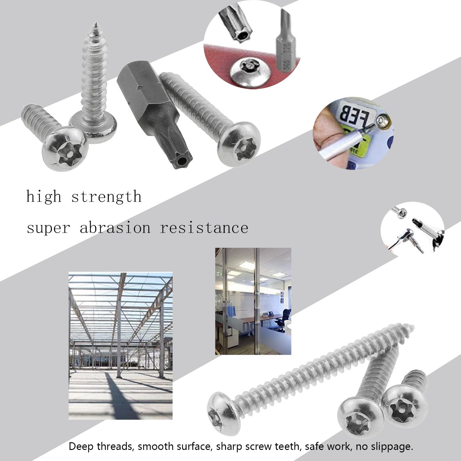 Tornillos de Seguridad DGZZI 160 Piezas Acero Inoxidable #8