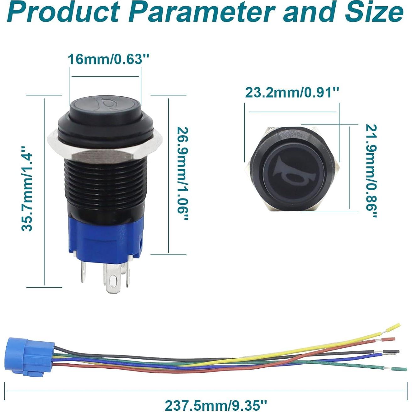 Interruptor de Claxon Momentáneo Gephynm Negro 10.8x7.4cm