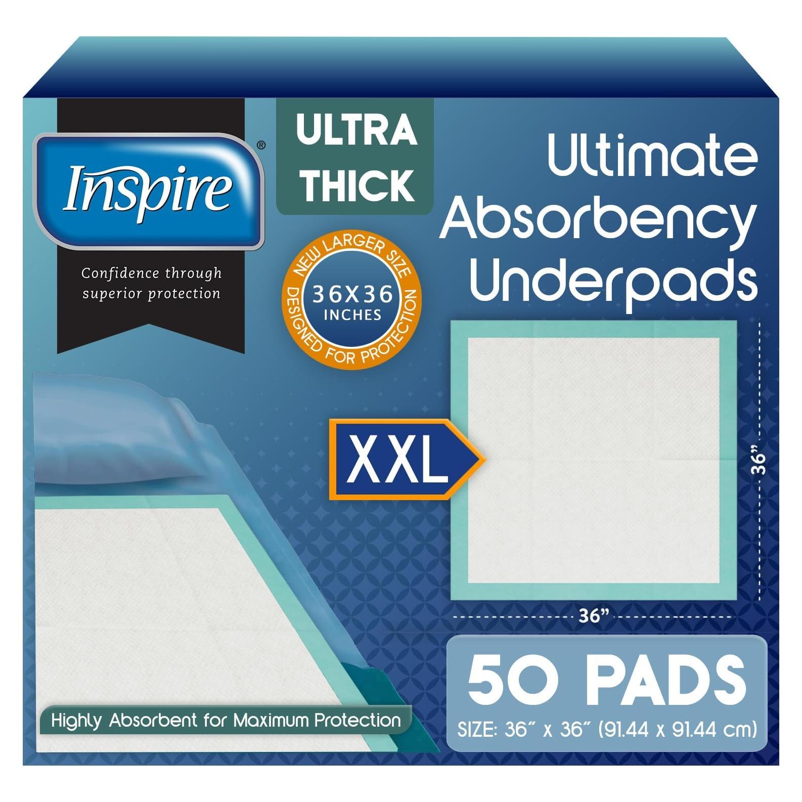 Almohadillas Desechables Inspire Extra Grande 91x91 cm 50 Unidades