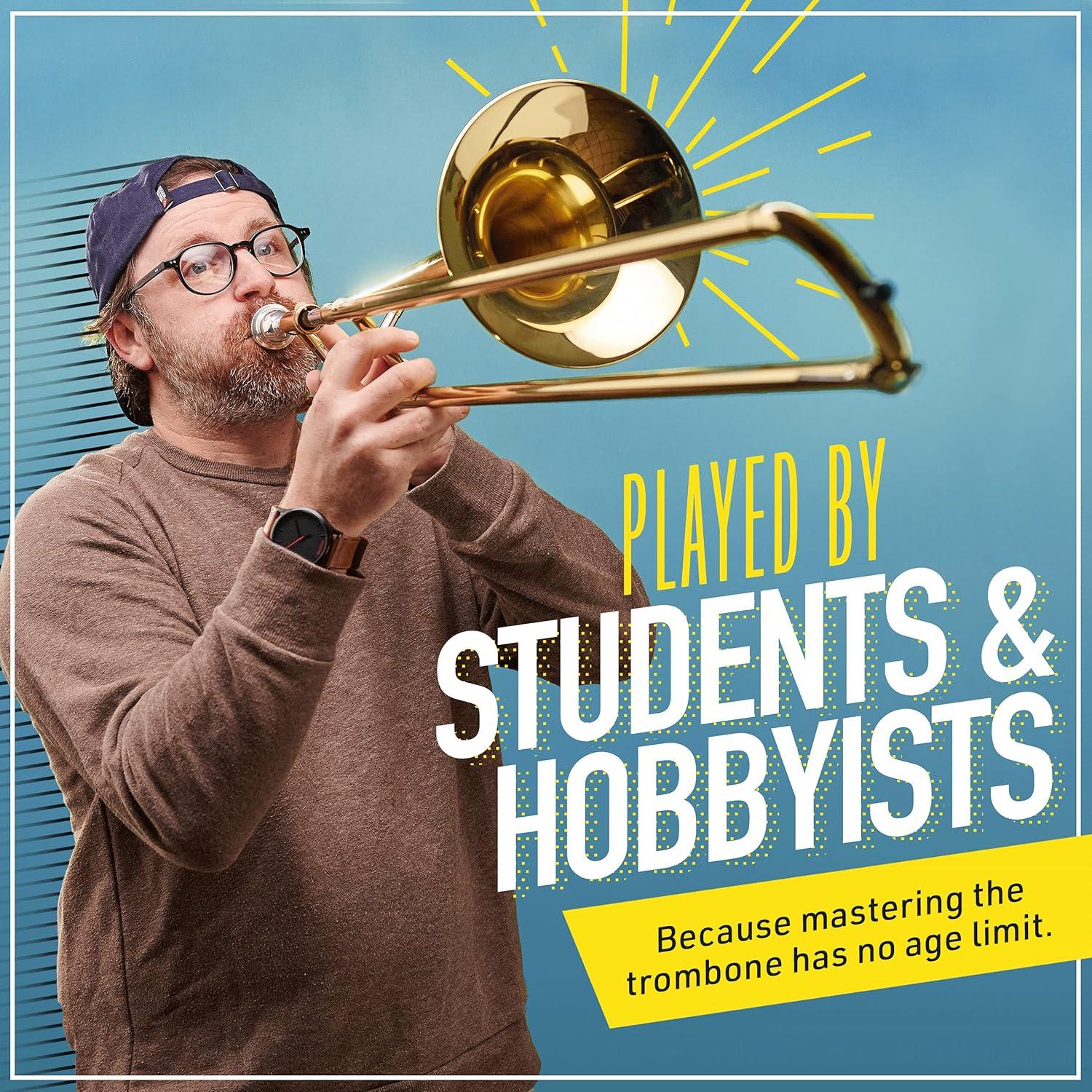 Trombón Tenor Mendini por Cecilio Ba Flat Oro con Estuche