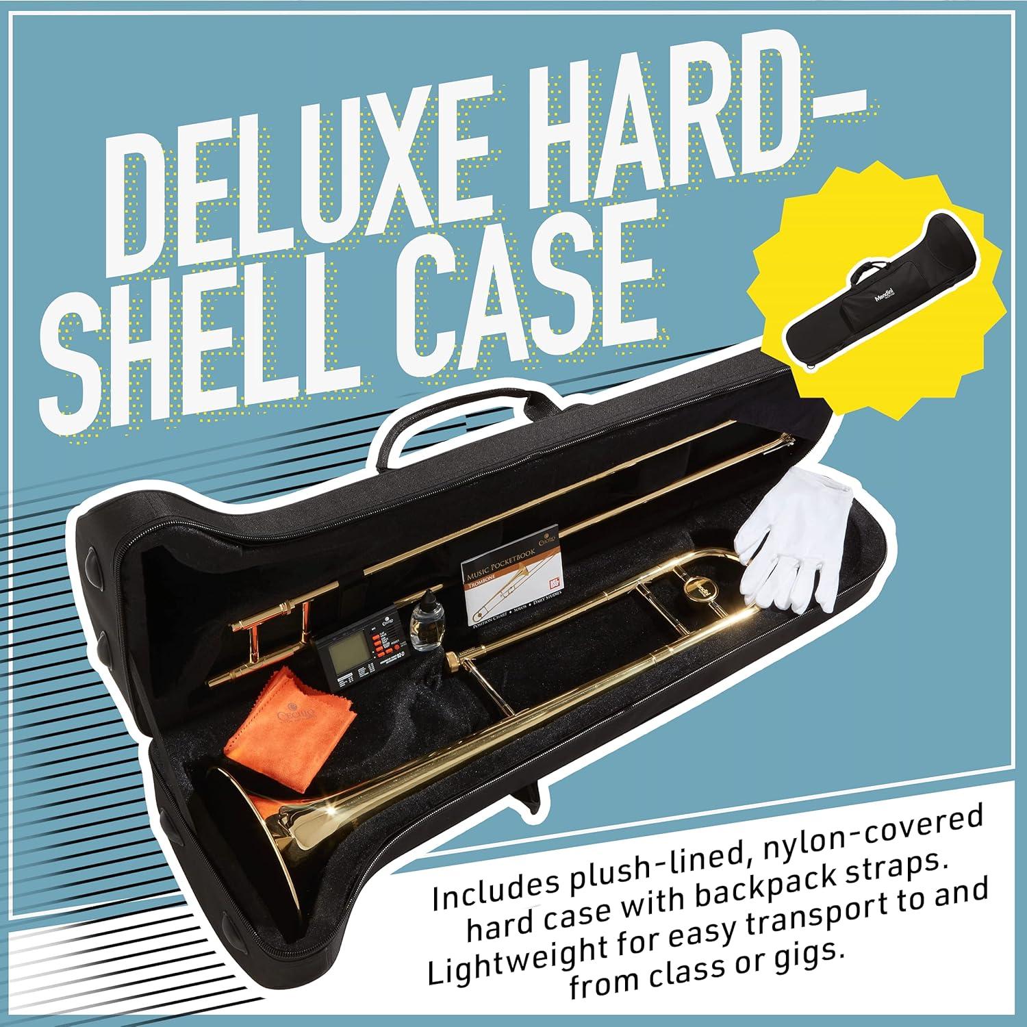 Trombón Tenor Mendini por Cecilio Ba Flat Oro con Estuche