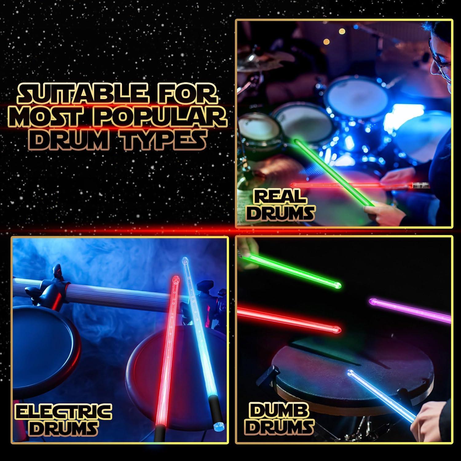 Palos de Tambor LED Recargables Lightsaber 42 cm - 15 Modos