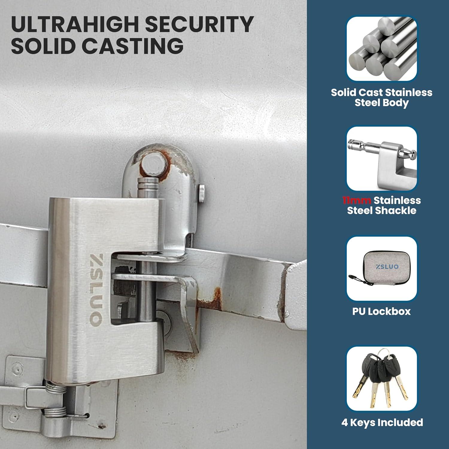 Cerradura de Palanca ZSLUO de Acero Inoxidable 304 - 4 Llaves