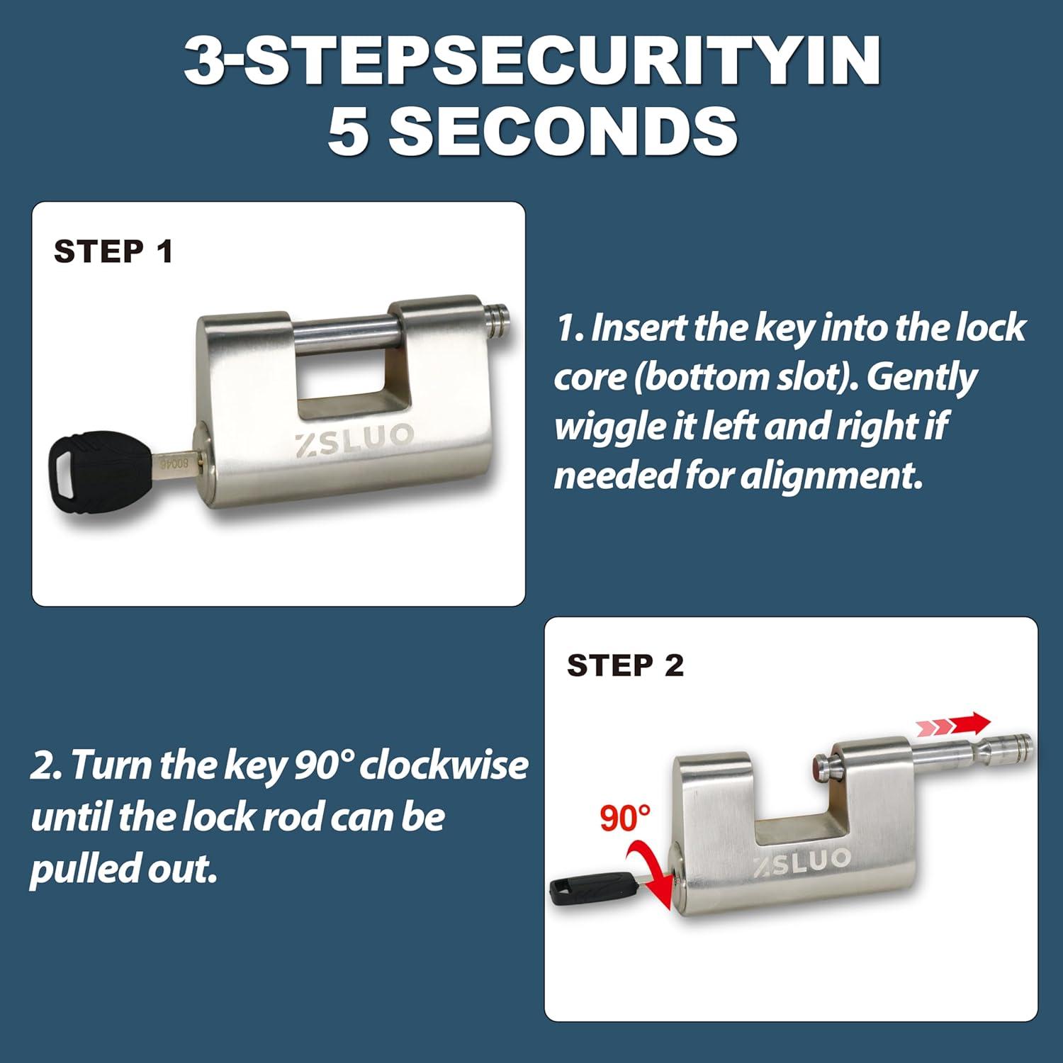 Cerradura de Palanca ZSLUO de Acero Inoxidable 304 - 4 Llaves