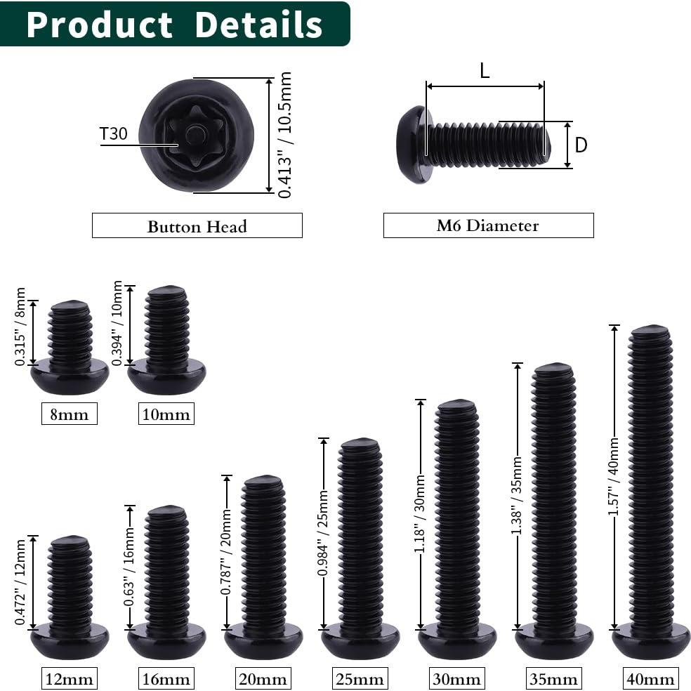 Tornillos de Seguridad Torx M6-1.0 x 30mm Acero Inoxidable 304