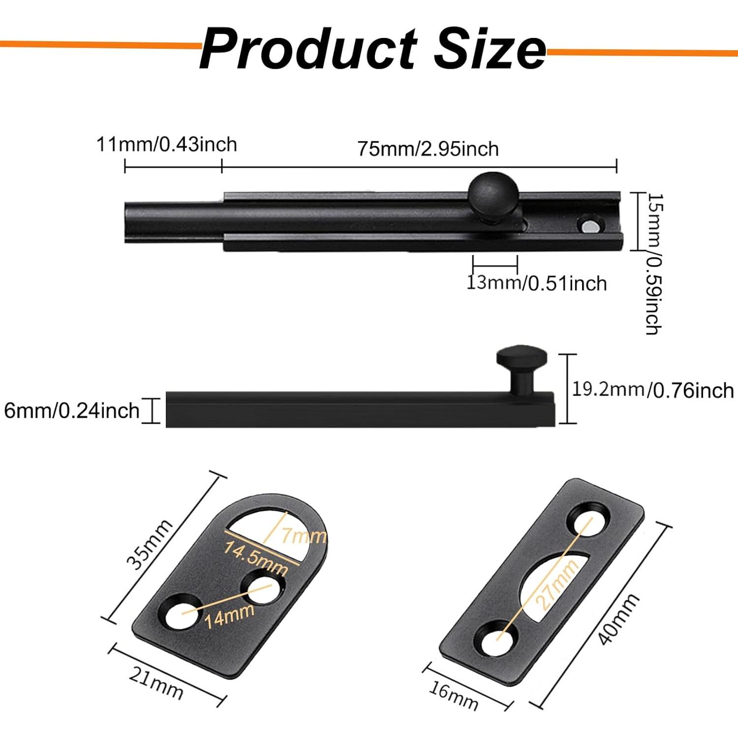 Cerrojo de Superficie de Latón Sólido LIFTATAPA 7.62 cm Negro