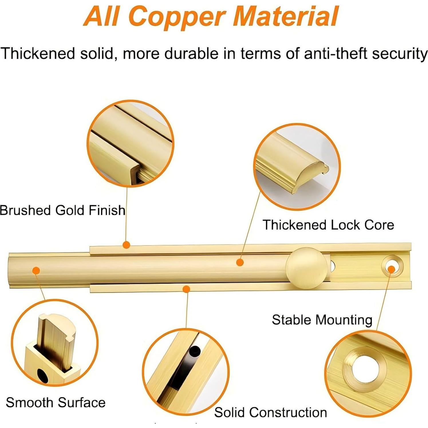 Cerrojo de Superficie de Latón Sólido LIFTATAPA 7.62 cm Negro