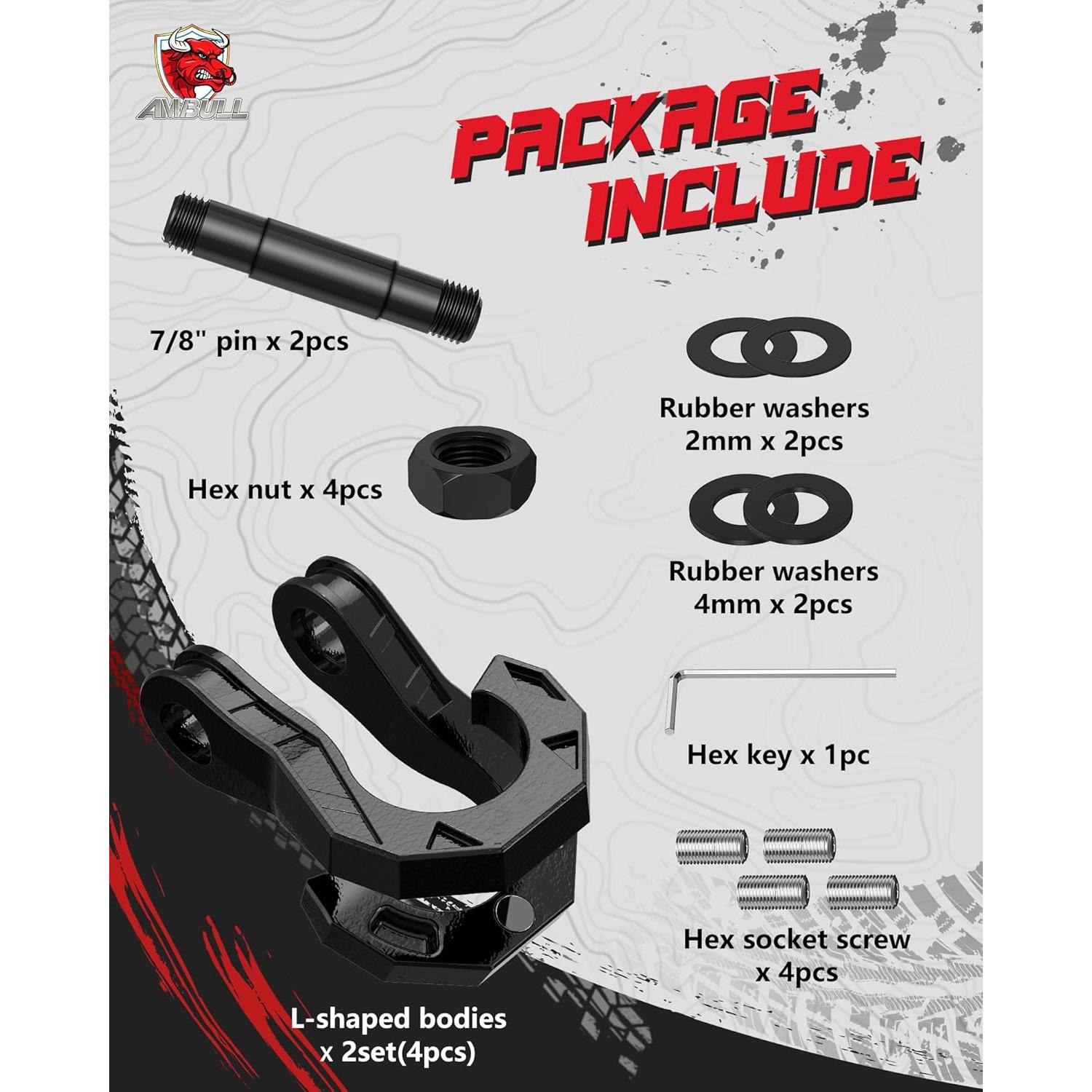 Grilletes D AMBULL 3/4" con Pasador 7/8" 18,144 kg Negro