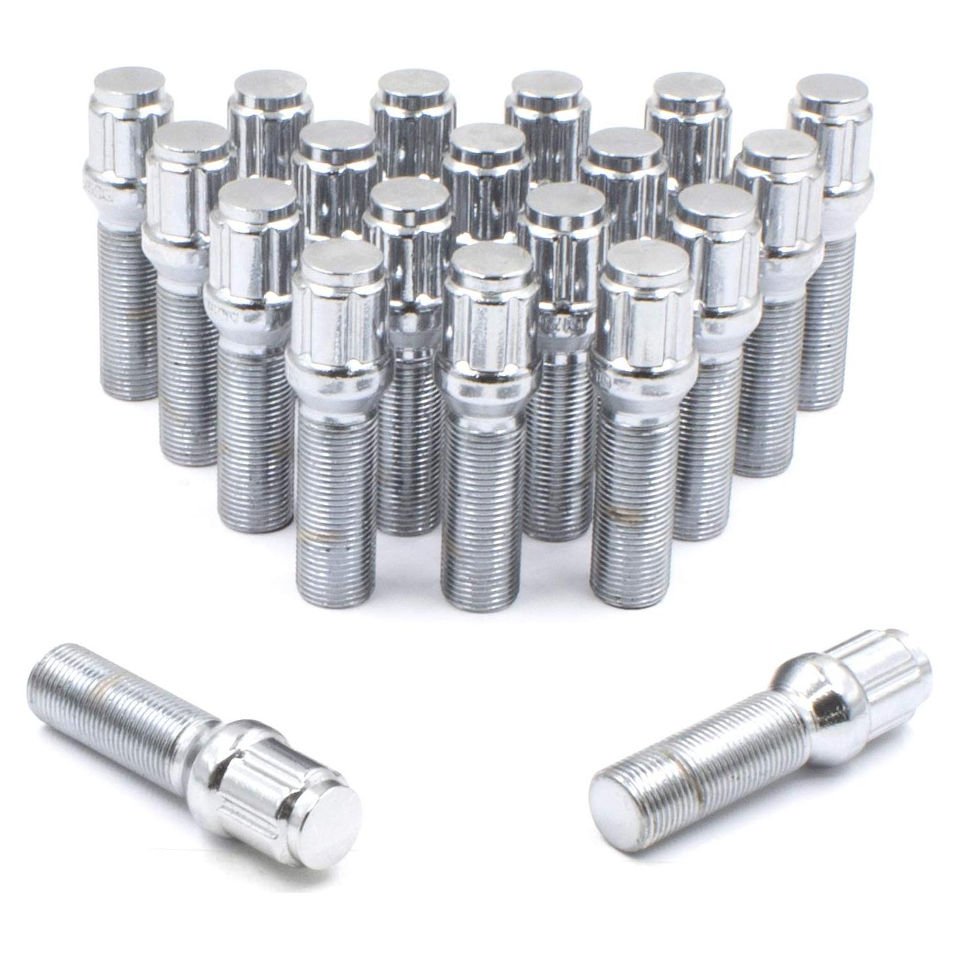 Juego de 20 Tornillos de Rueda M12x1.5 Cromo 24mm con Llave