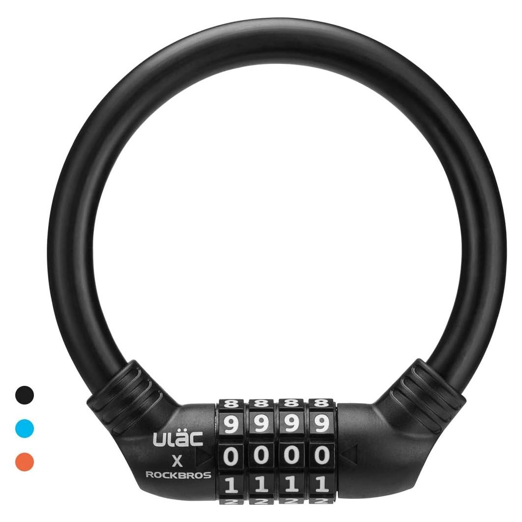 Candado de Bicicleta ROCKBROS 12mm Combinación Reestablecible Negro