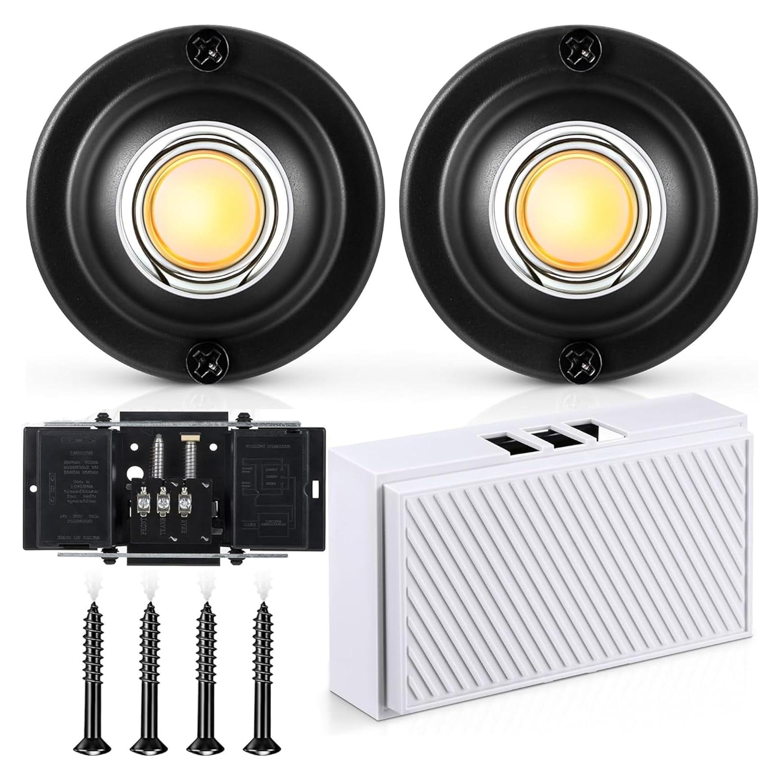 Botones de Timbre de Puerta Metal Negro Saillong - 2 Piezas