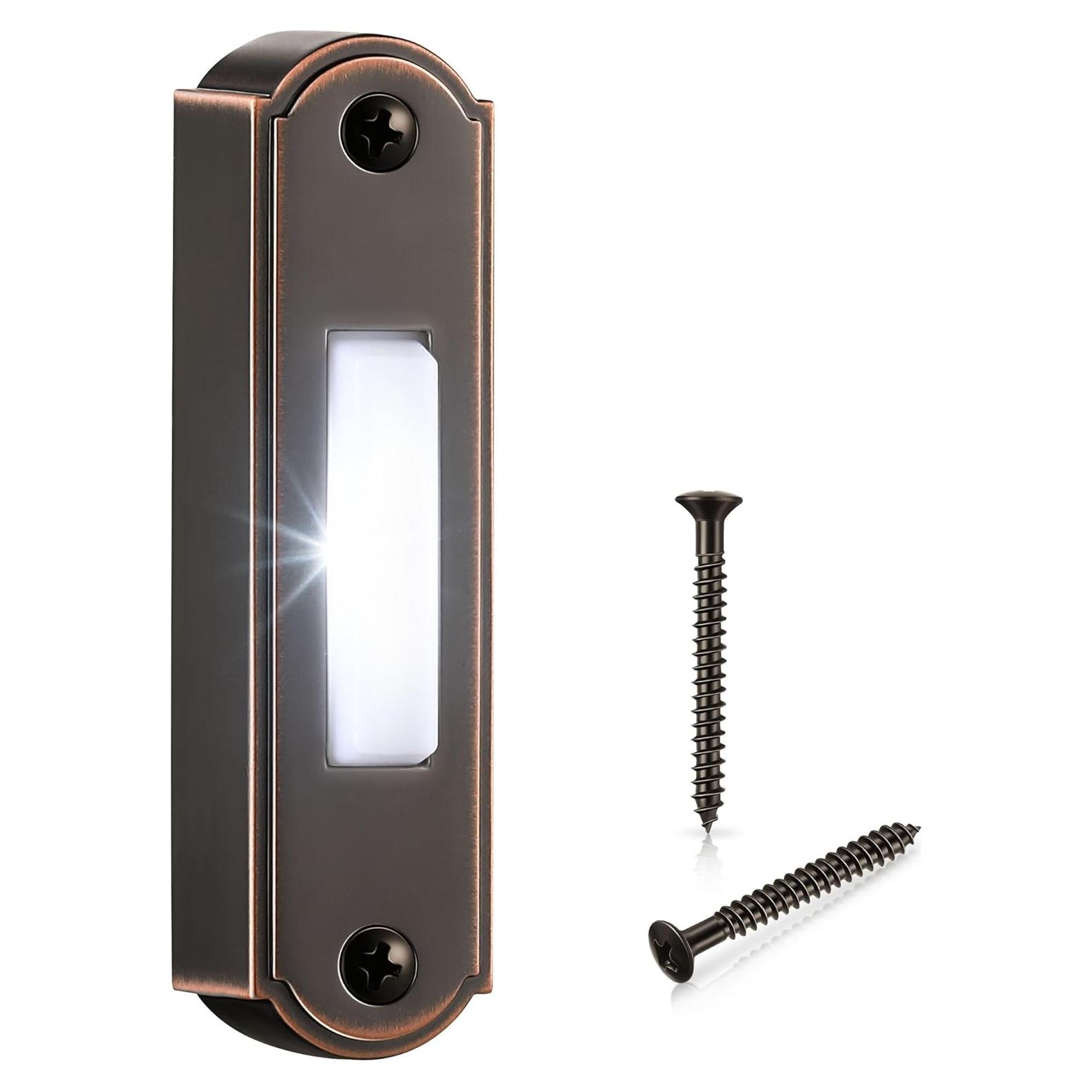 Botón de Timbre Iluminado Dreyoo de Metal Bronce 9x3x3cm