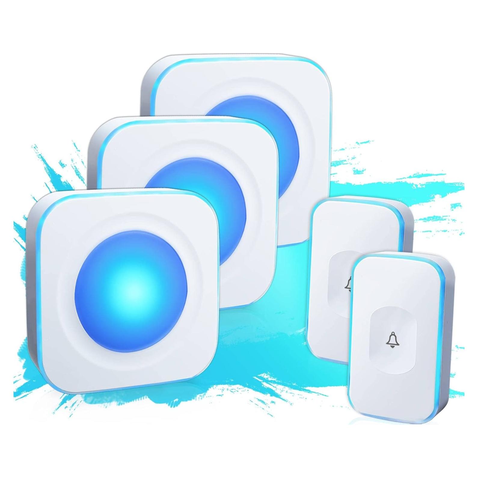 Timbre Inalámbrico Jsieem 2 Botones 3 Receptores Luz LED