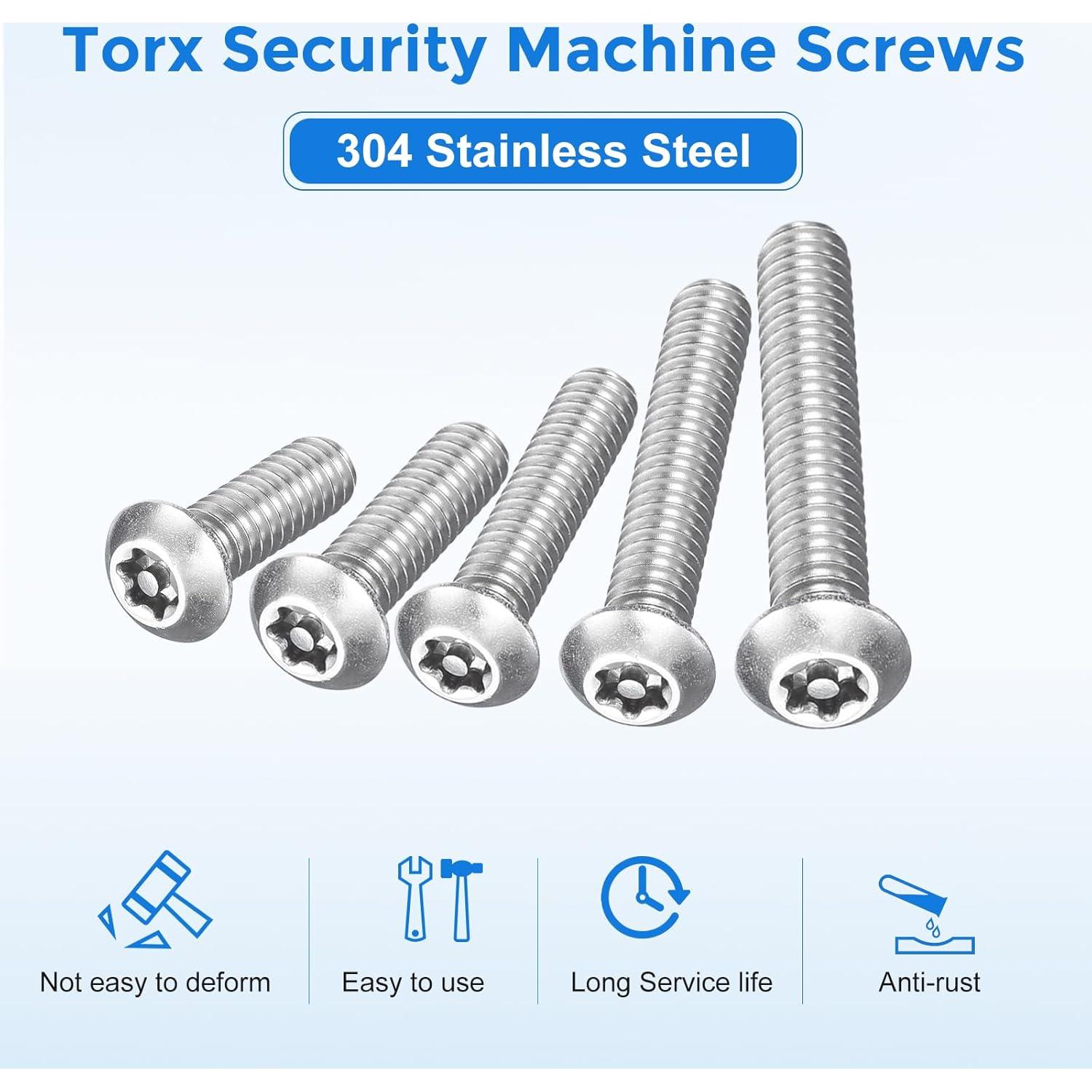 Tornillos de Seguridad Torx uxcell #10-24 x 9mm Acero Inoxidable