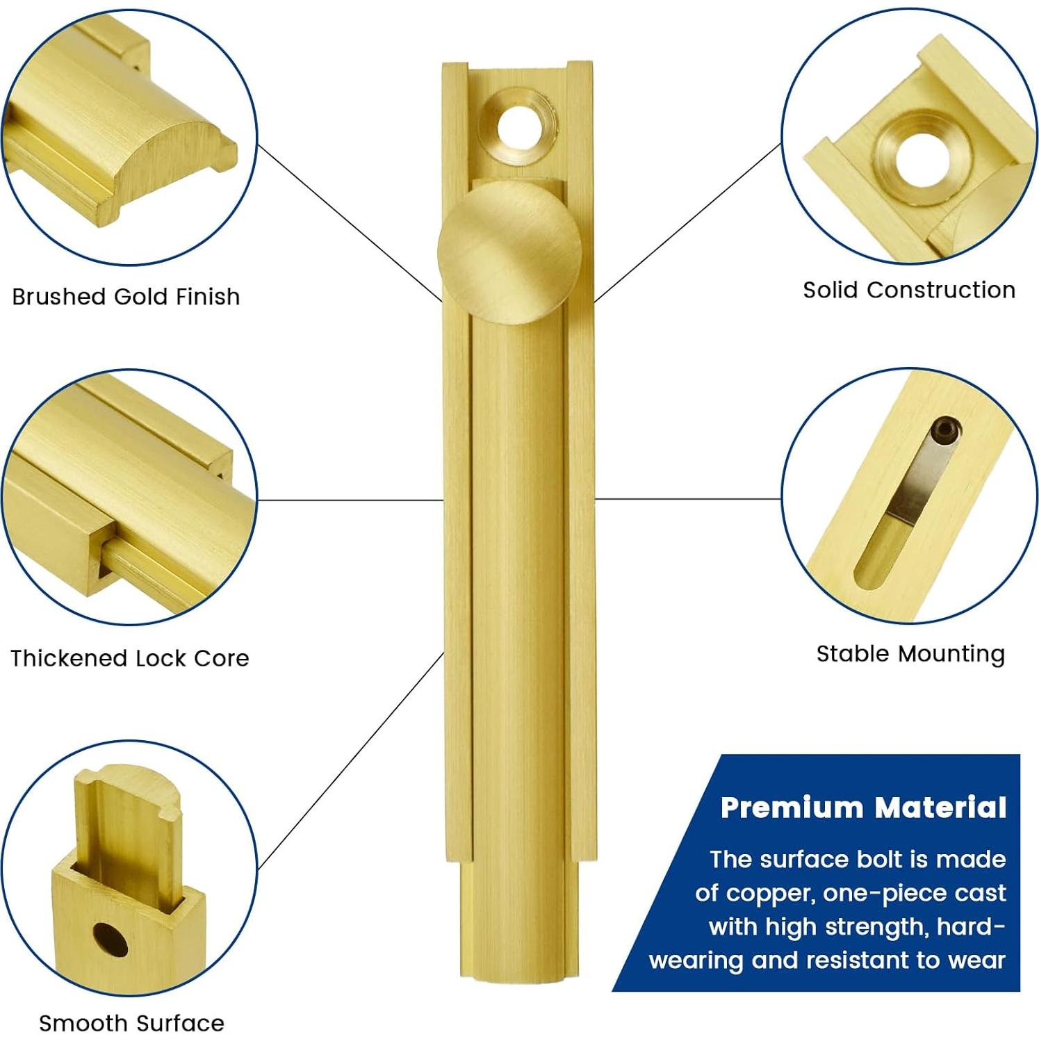 Tornillo Deslizante de Superficie ZIUZI 76.3x15mm Oro Cepillado
