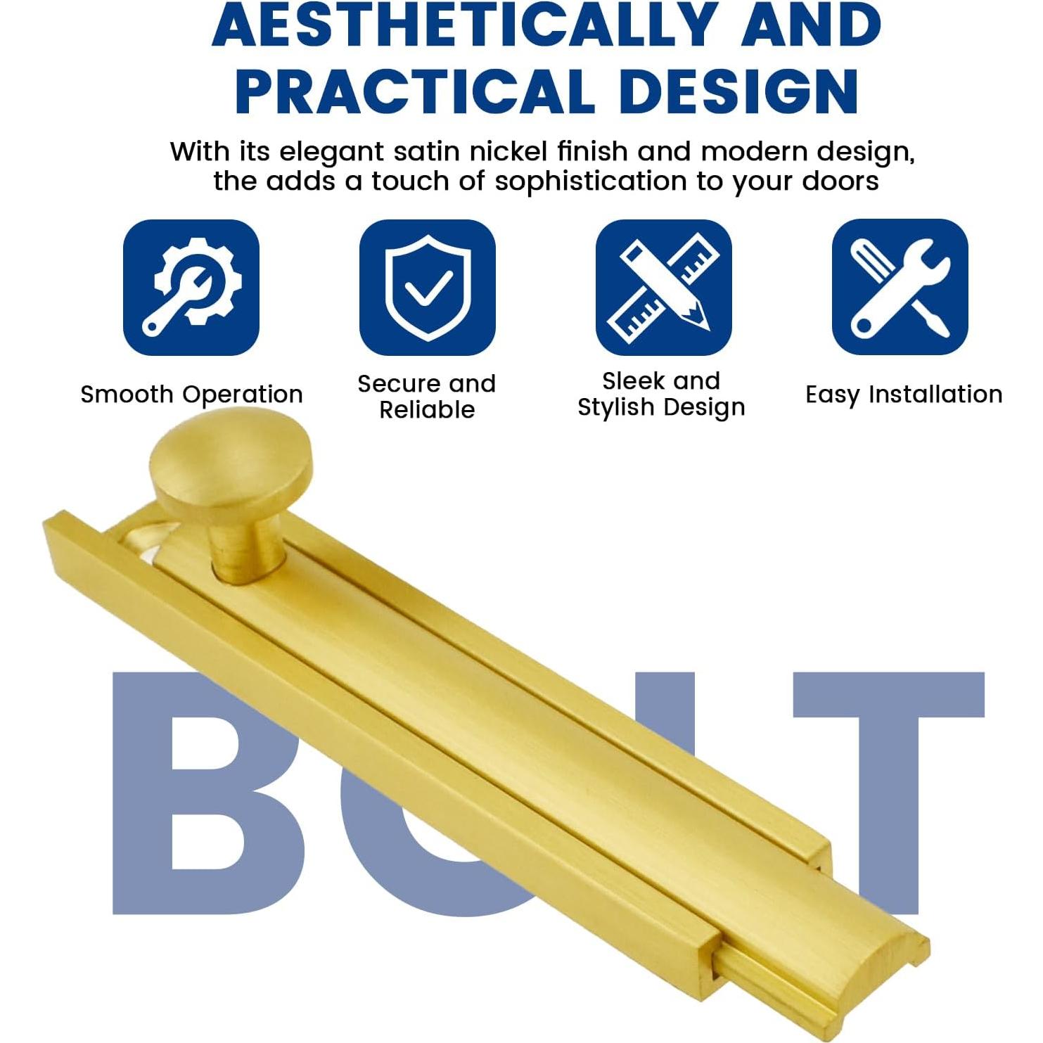 Tornillo Deslizante de Superficie ZIUZI 76.3x15mm Oro Cepillado