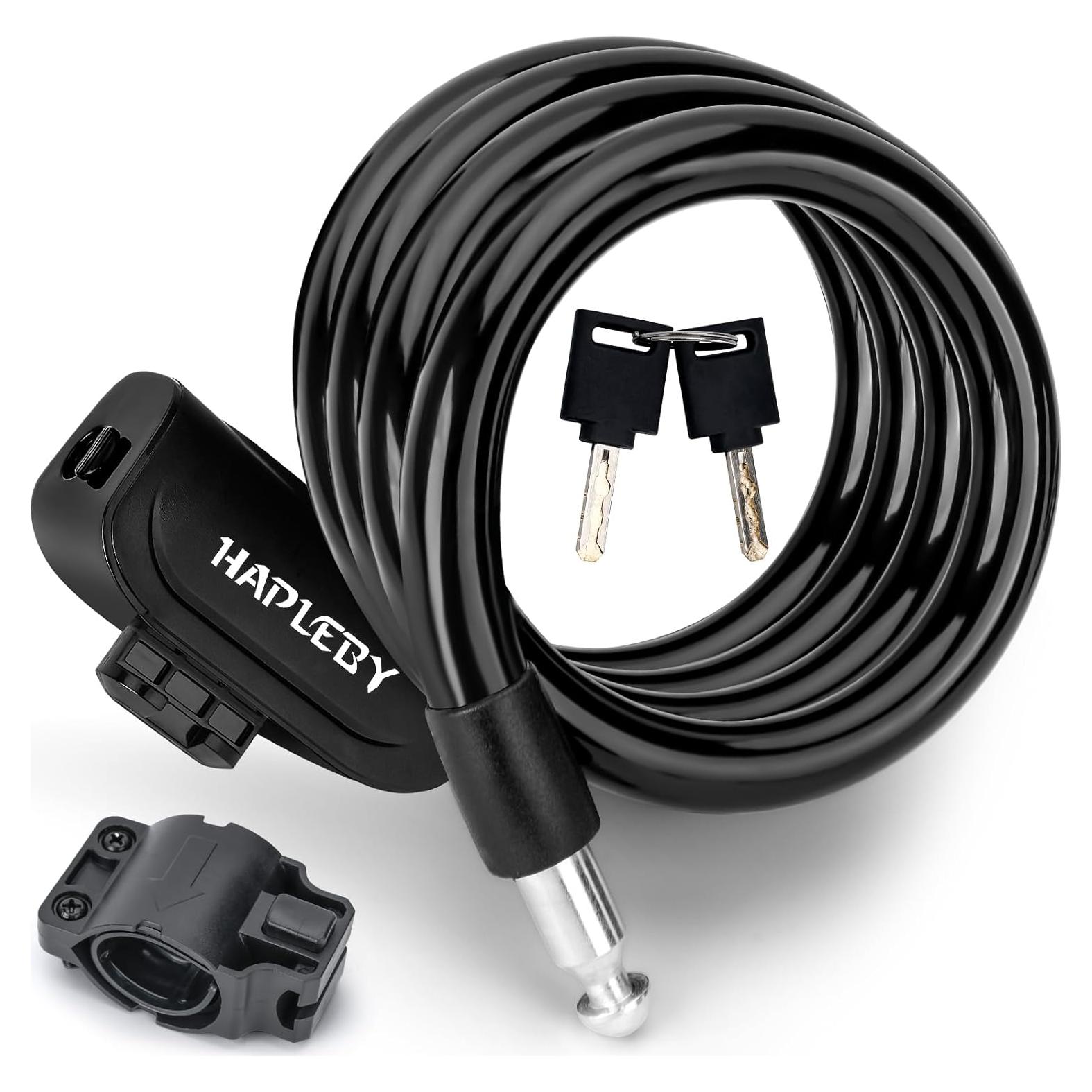 Candado de Cable Antirrobo Hapleby 1.2m con Soporte y 2 Llaves