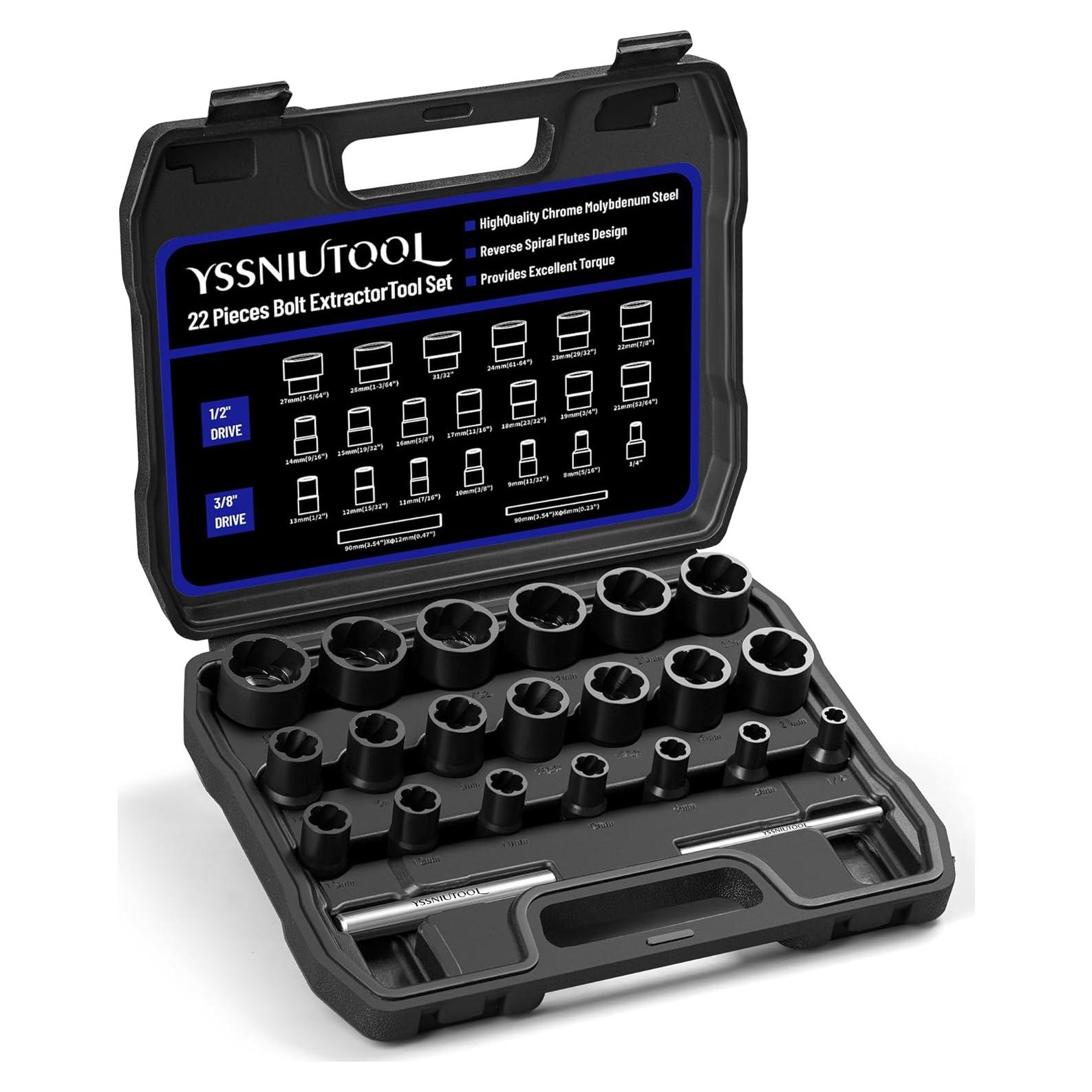 Juego de Extractores de Tuercas YSSNIUTOOL 22 Piezas