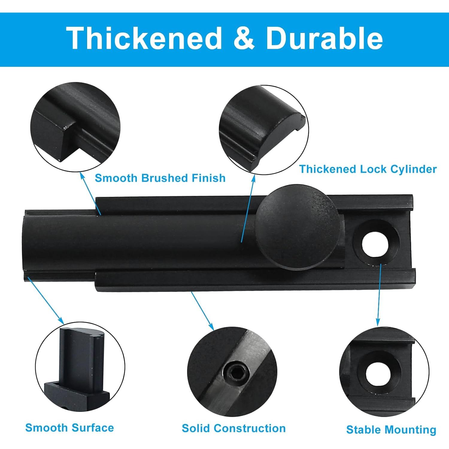 Cerrojo de Superficie Luomorgo de Latón Sólido 50mm Negro Mate