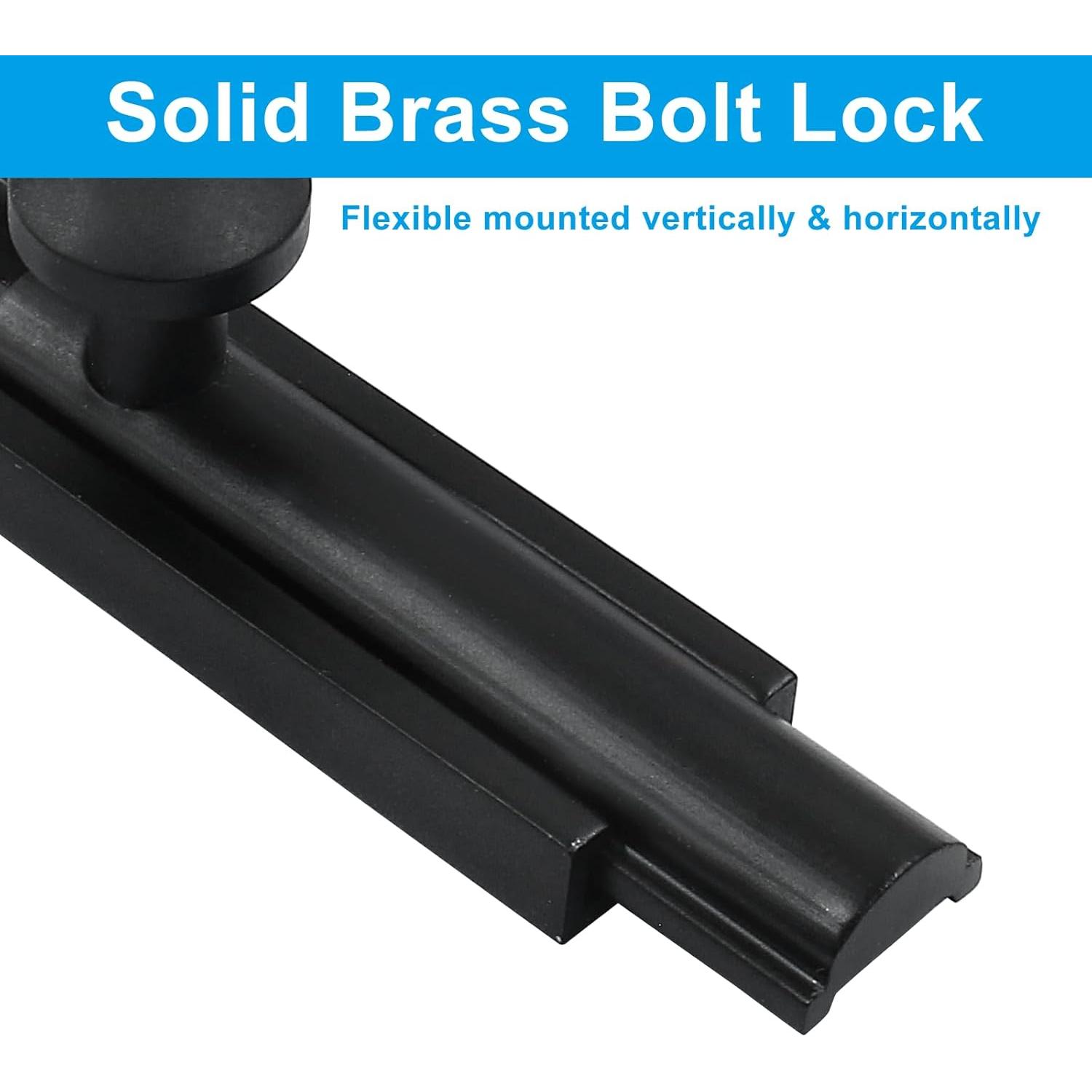 Cerrojo de Superficie Luomorgo de Latón Sólido 50mm Negro Mate