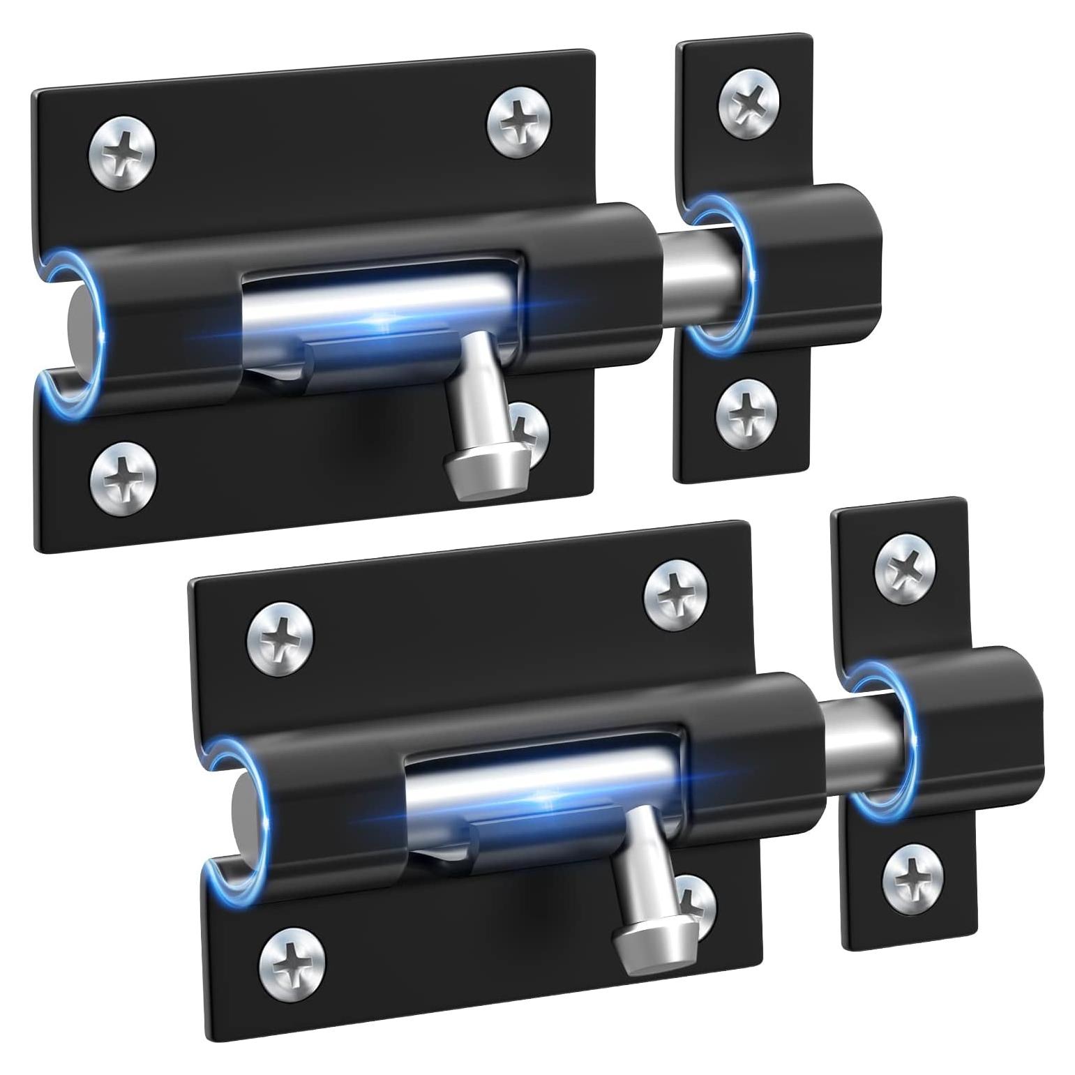 Cerradura deslizante sin llave HELEMAN - 2 paquetes, acero