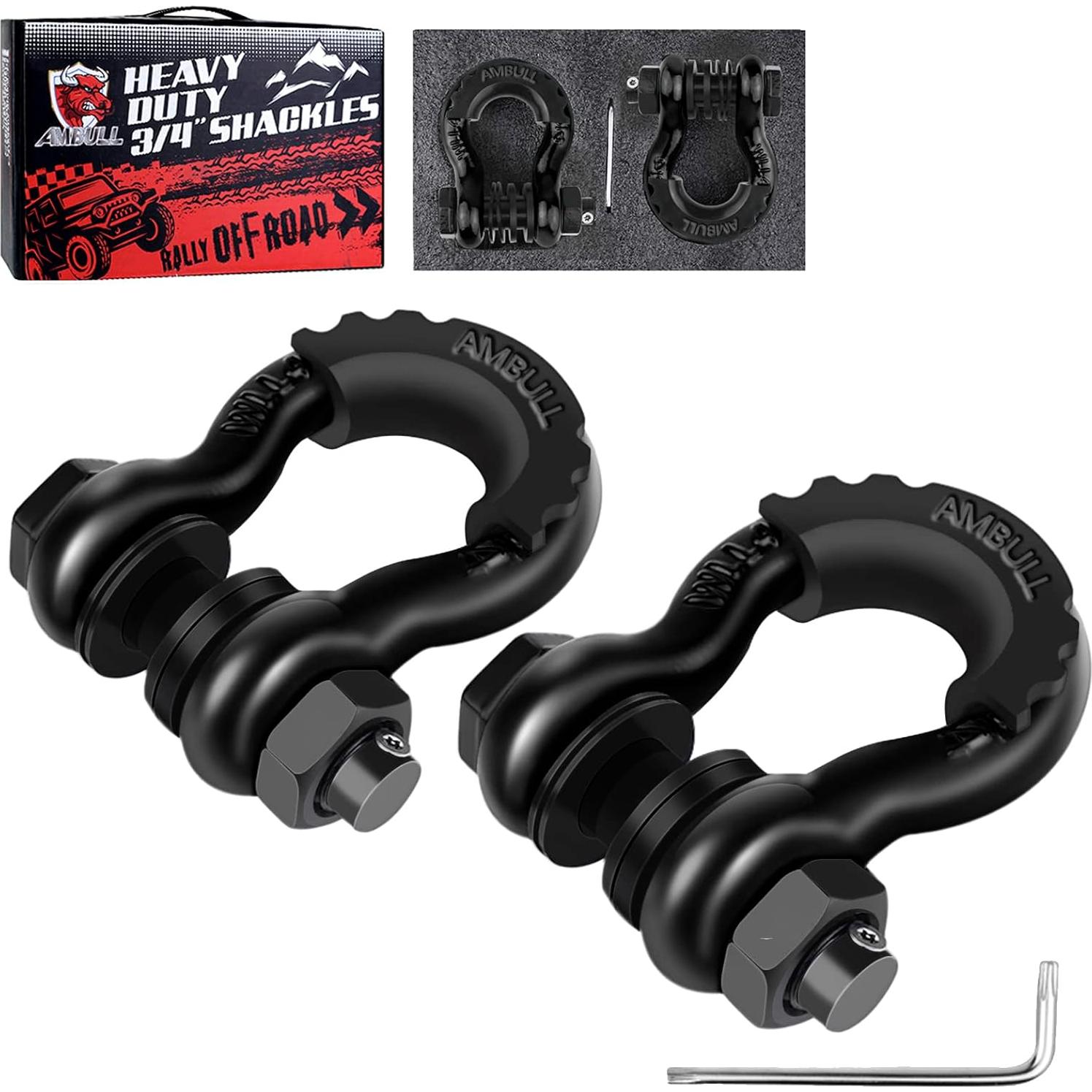 Grilletes D Ring Antirrobo AMBULL 3/4" 19T Negro (2 Pzs)