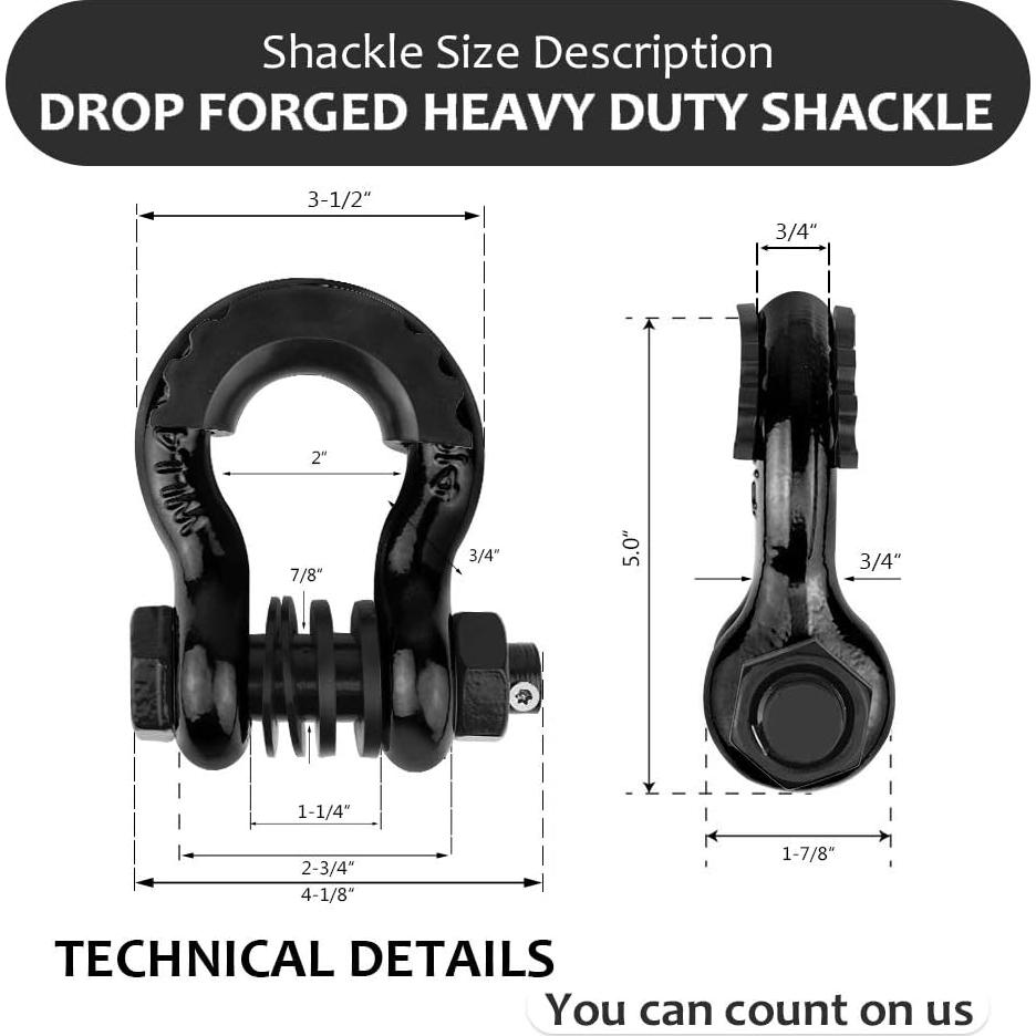 Grilletes D Ring Antirrobo AMBULL 3/4" 19T Negro (2 Pzs)