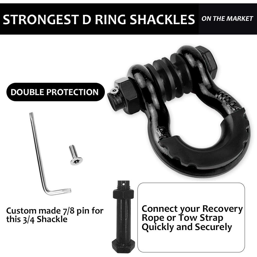 Grilletes D Ring Antirrobo AMBULL 3/4" 19T Negro (2 Pzs)