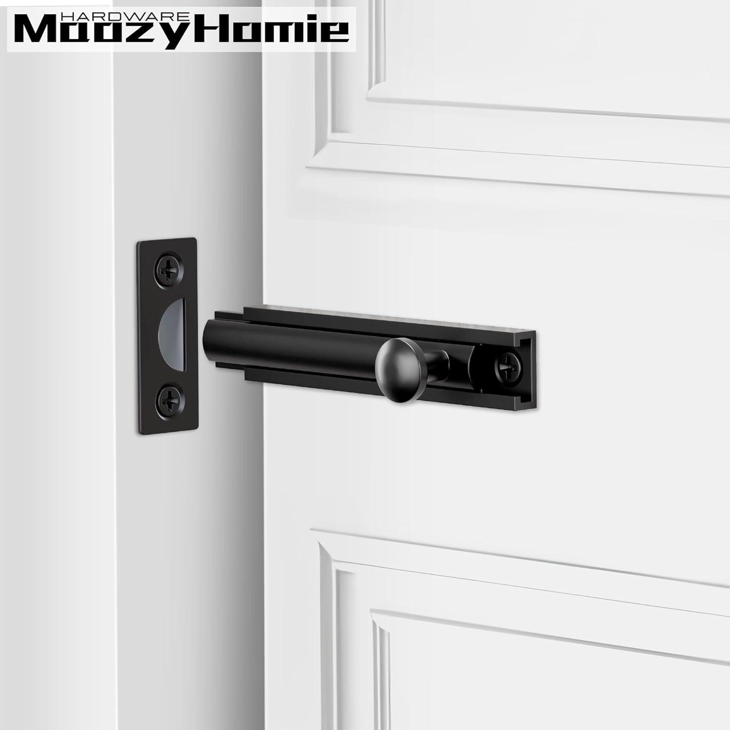 Cerradura de Tornillo Deslizante de Latón Sólido 8 cm Negra - 2 Pzas